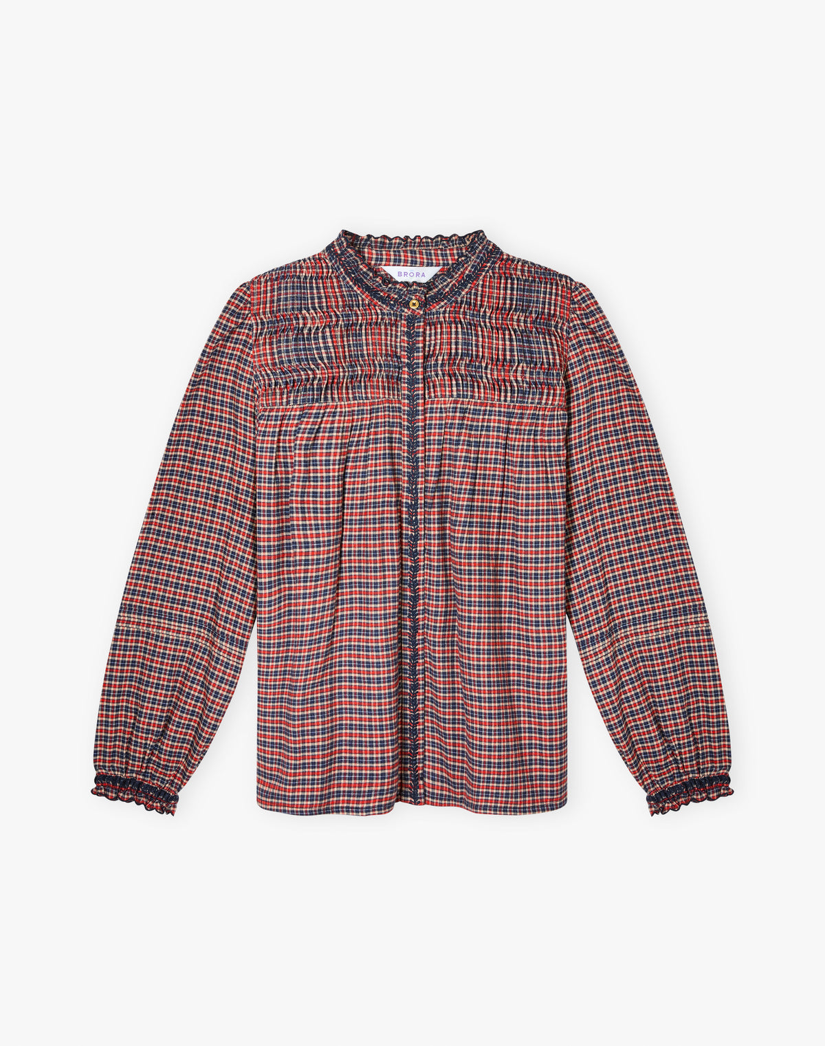 Smocked Mini Check Shirt