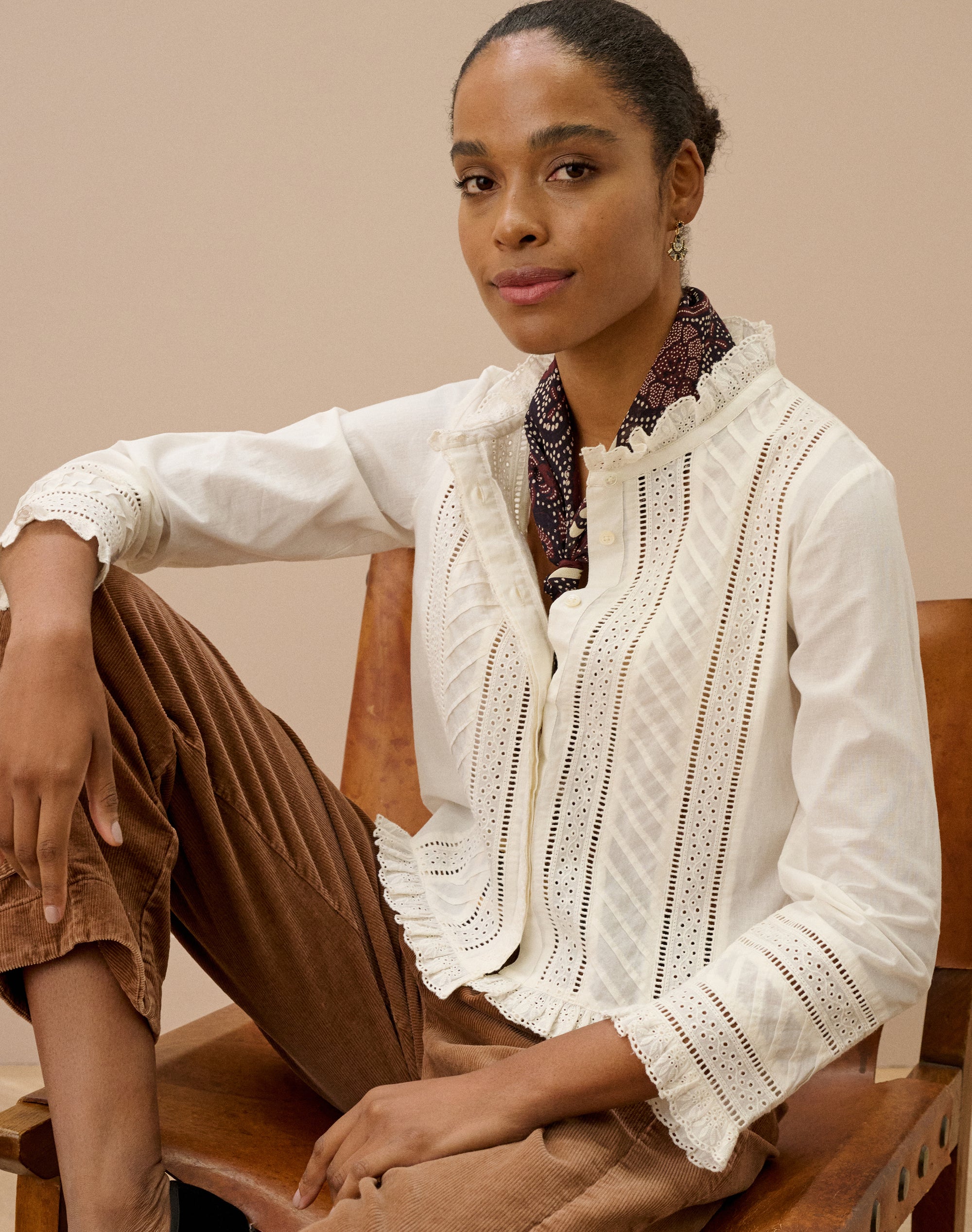 Organic Cotton Broderie Anglaise Blouse