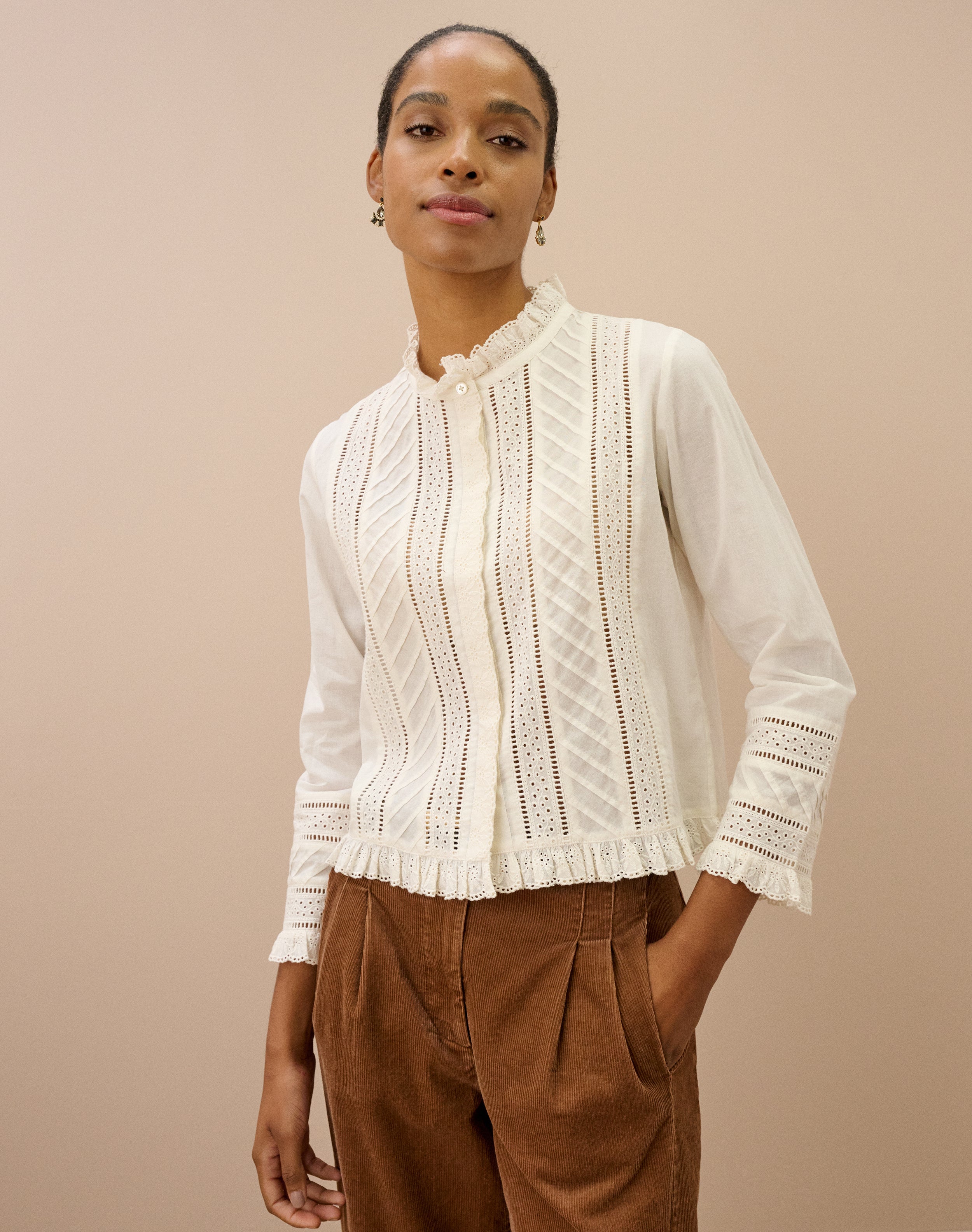 Organic Cotton Broderie Anglaise Blouse