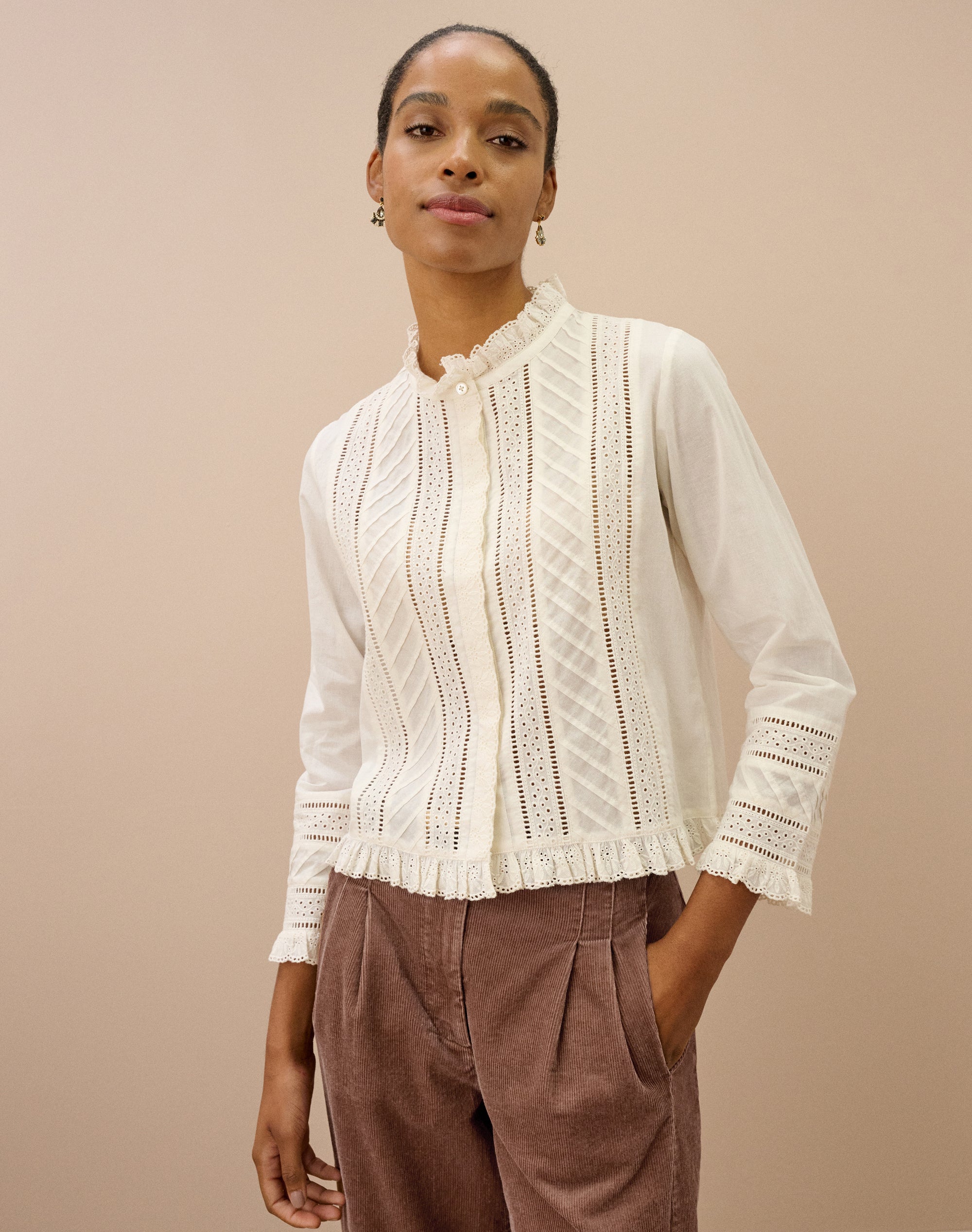 Organic Cotton Broderie Anglaise Blouse