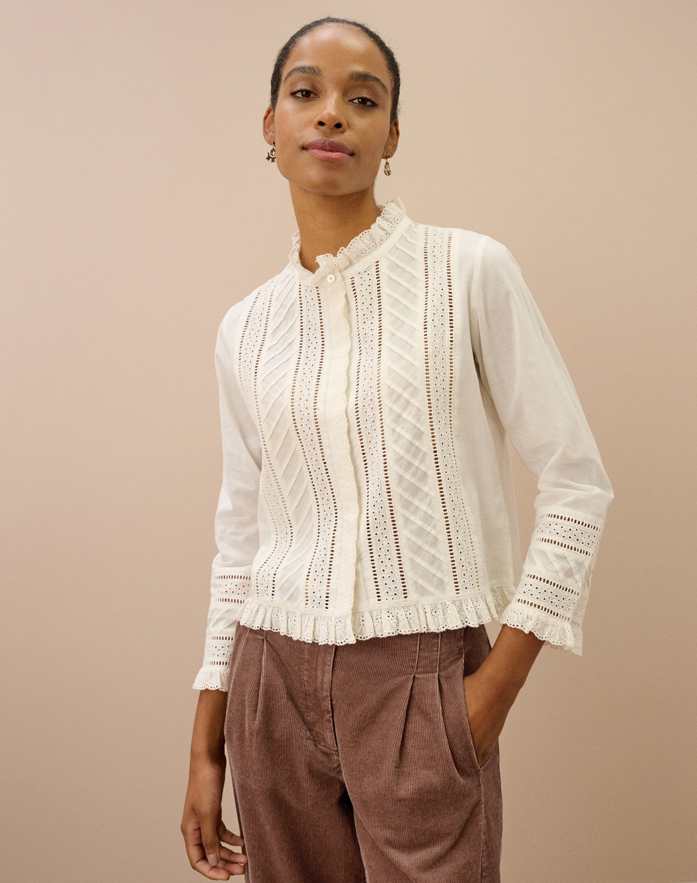 Organic Cotton Broderie Anglaise Blouse