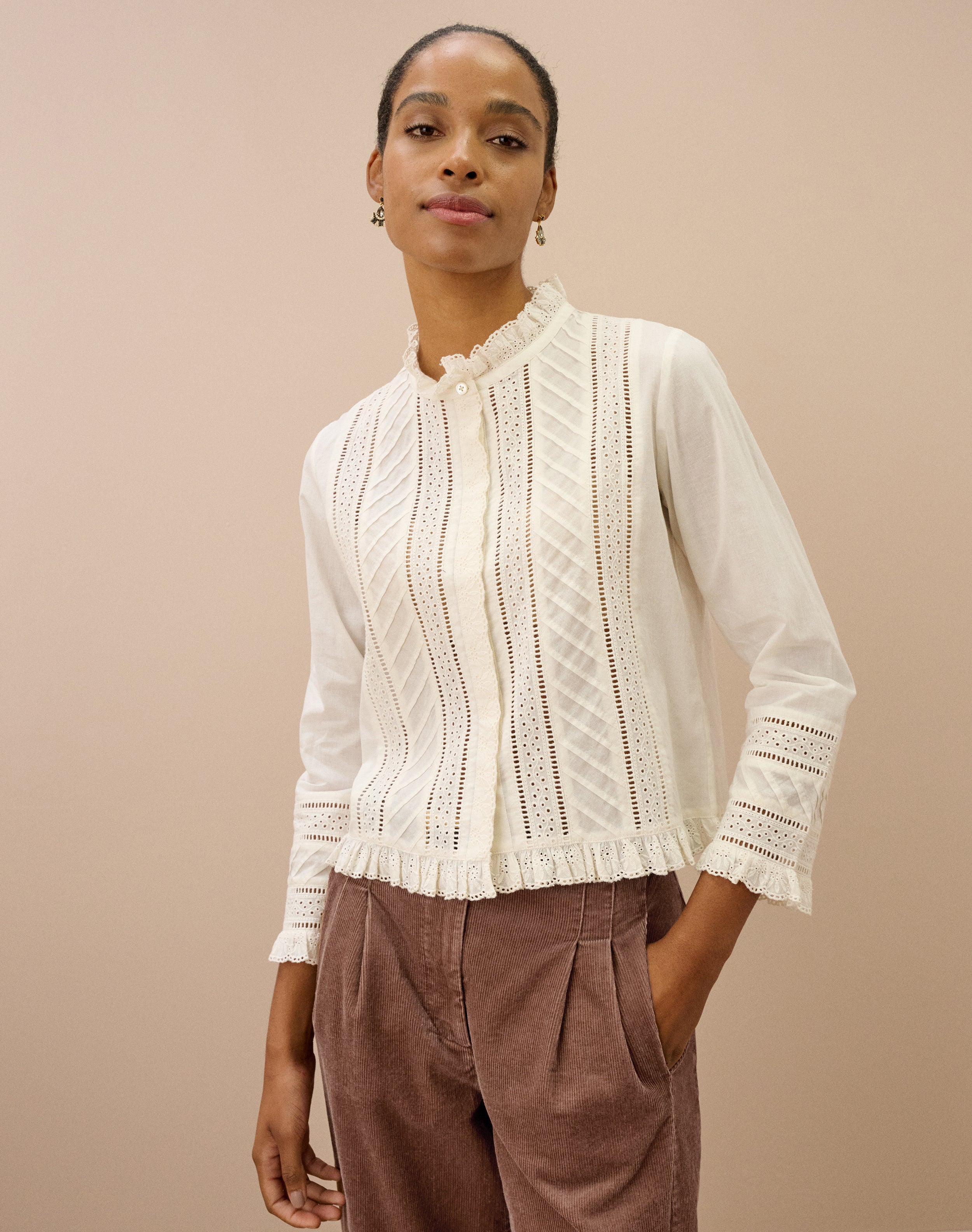 Organic Cotton Broderie Anglaise Blouse