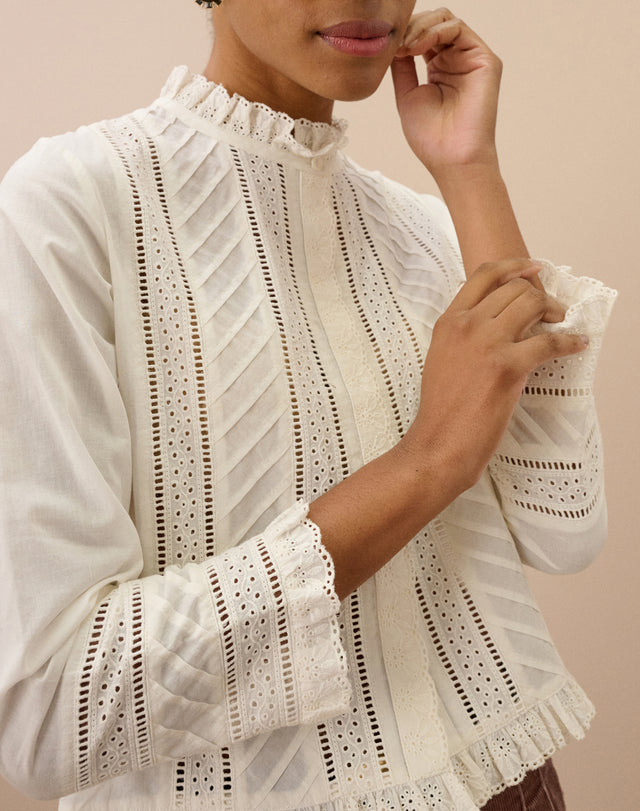 Organic Cotton Broderie Anglaise Blouse