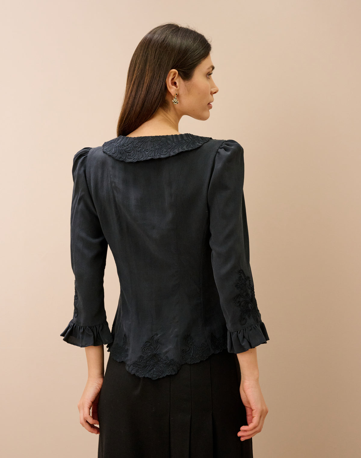 Silk Embroidered Fitted Blouse