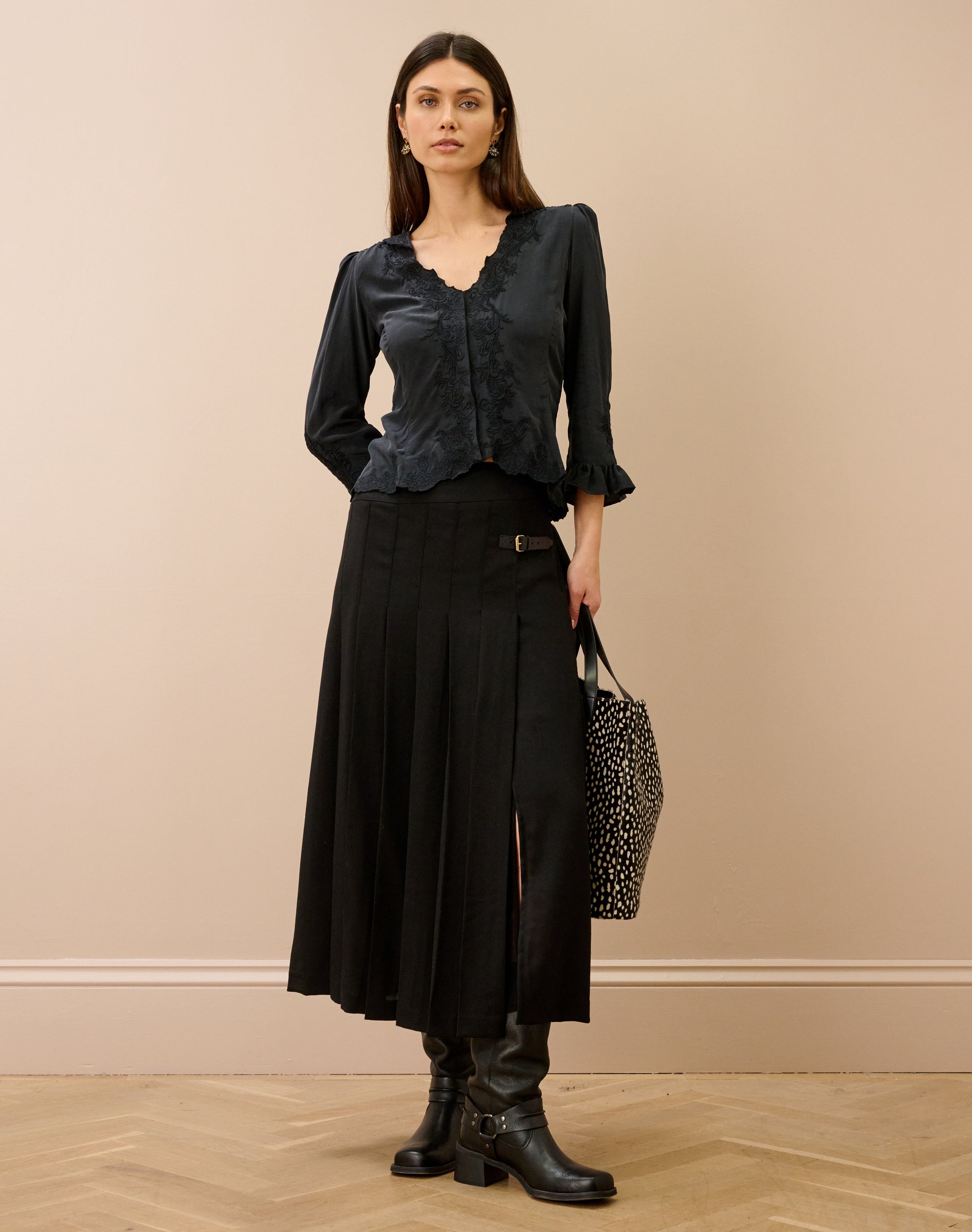 Silk Embroidered Fitted Blouse