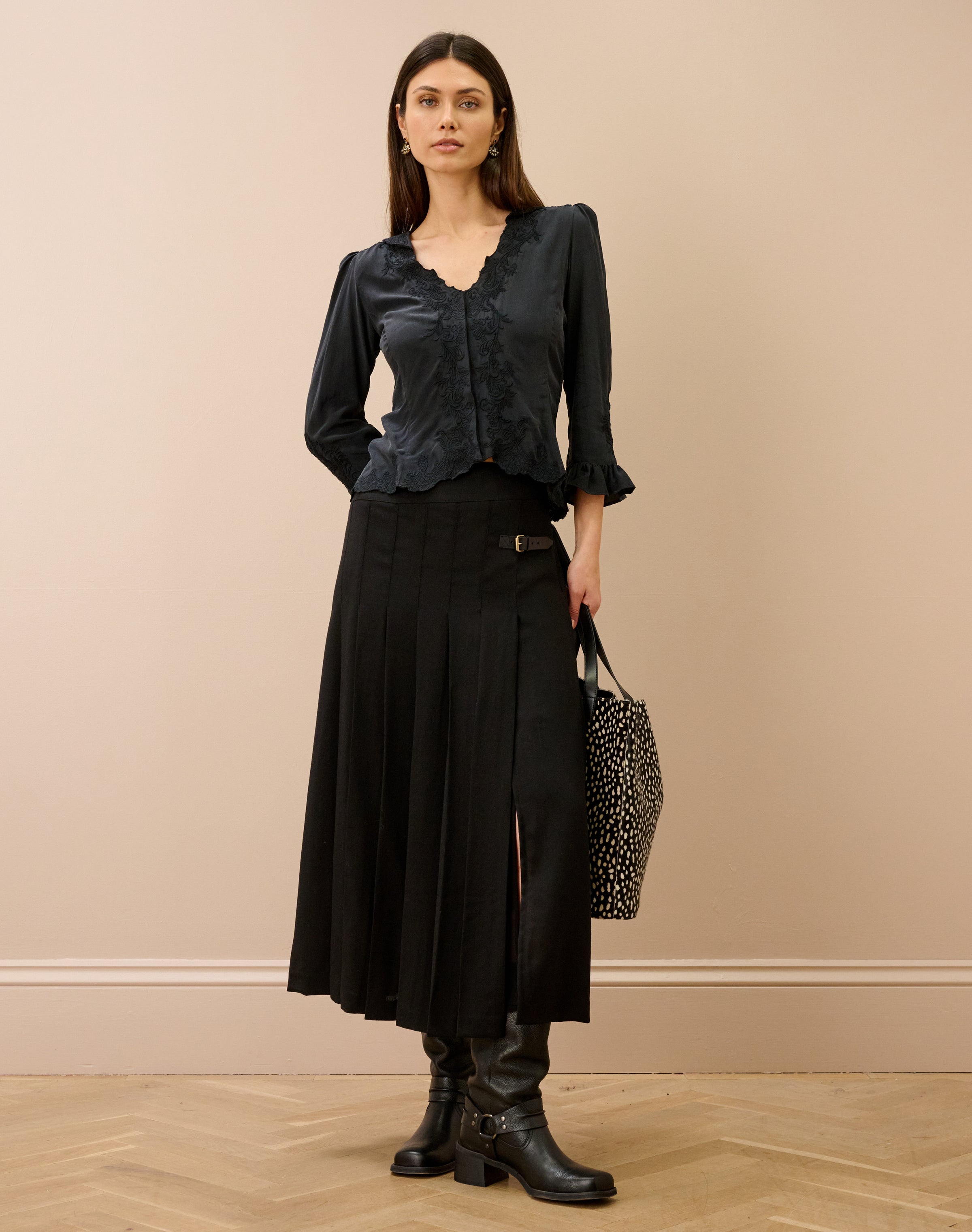 Silk Embroidered Fitted Blouse