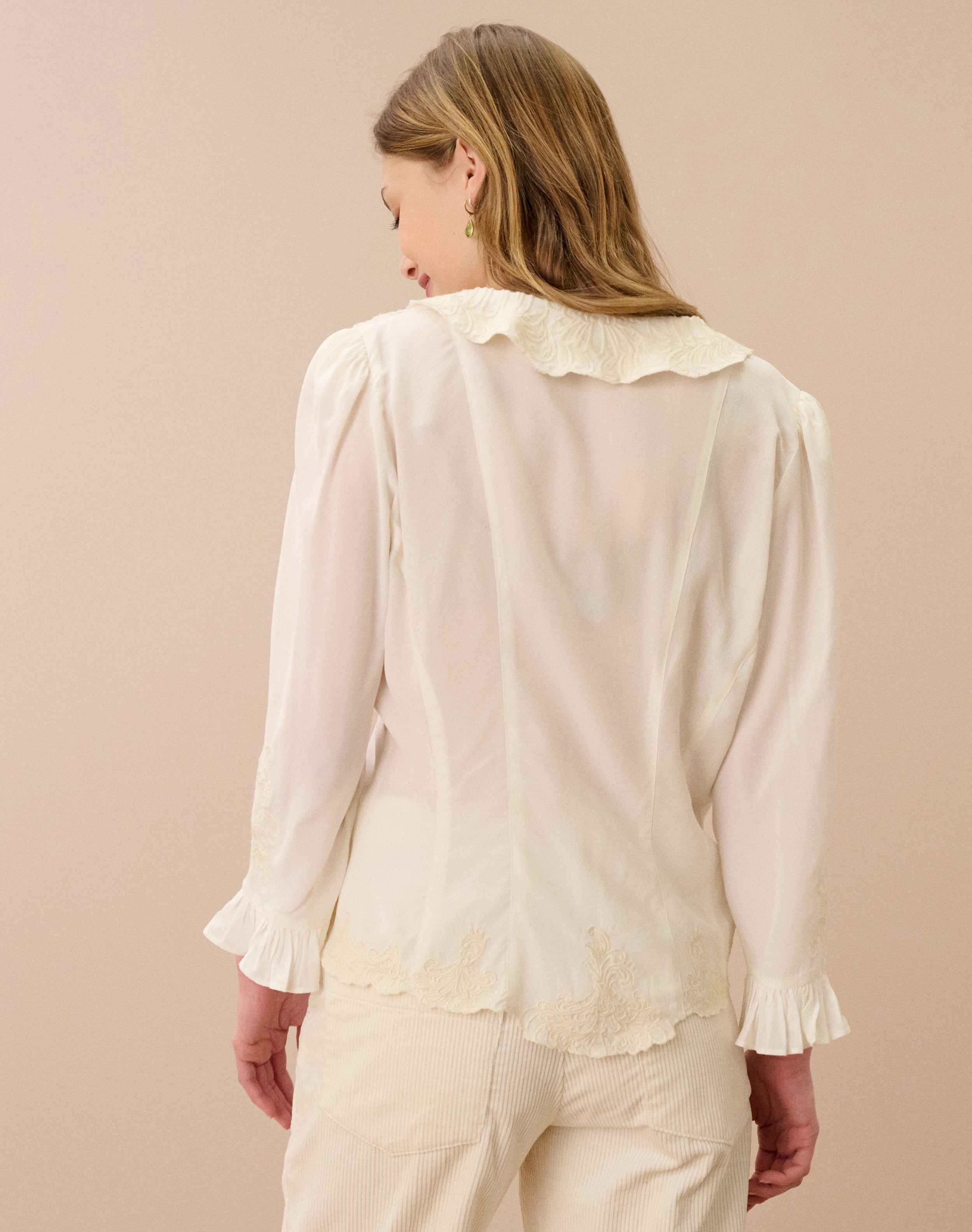 Silk Embroidered Fitted Blouse