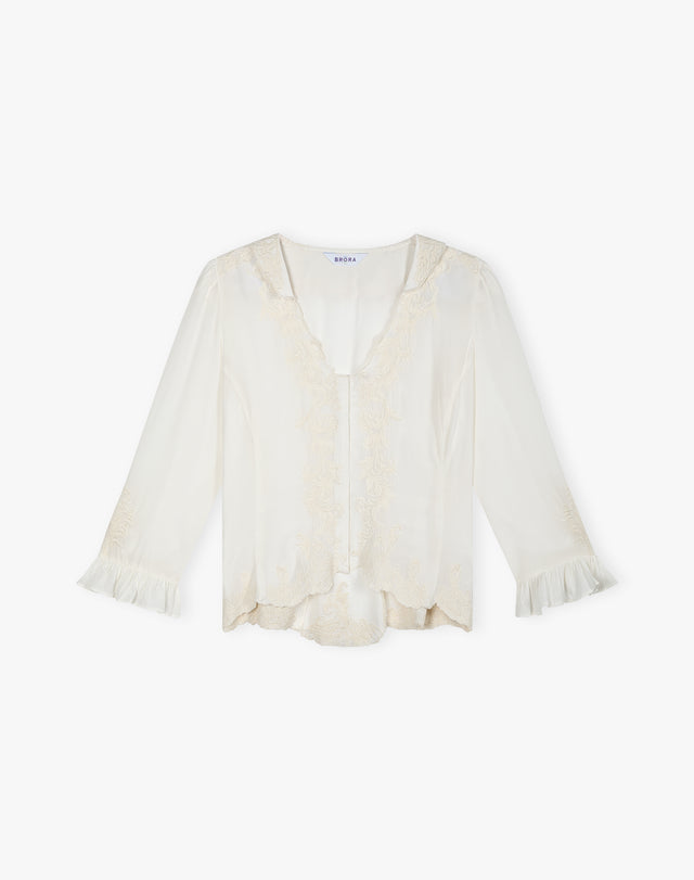 Silk Embroidered Fitted Blouse
