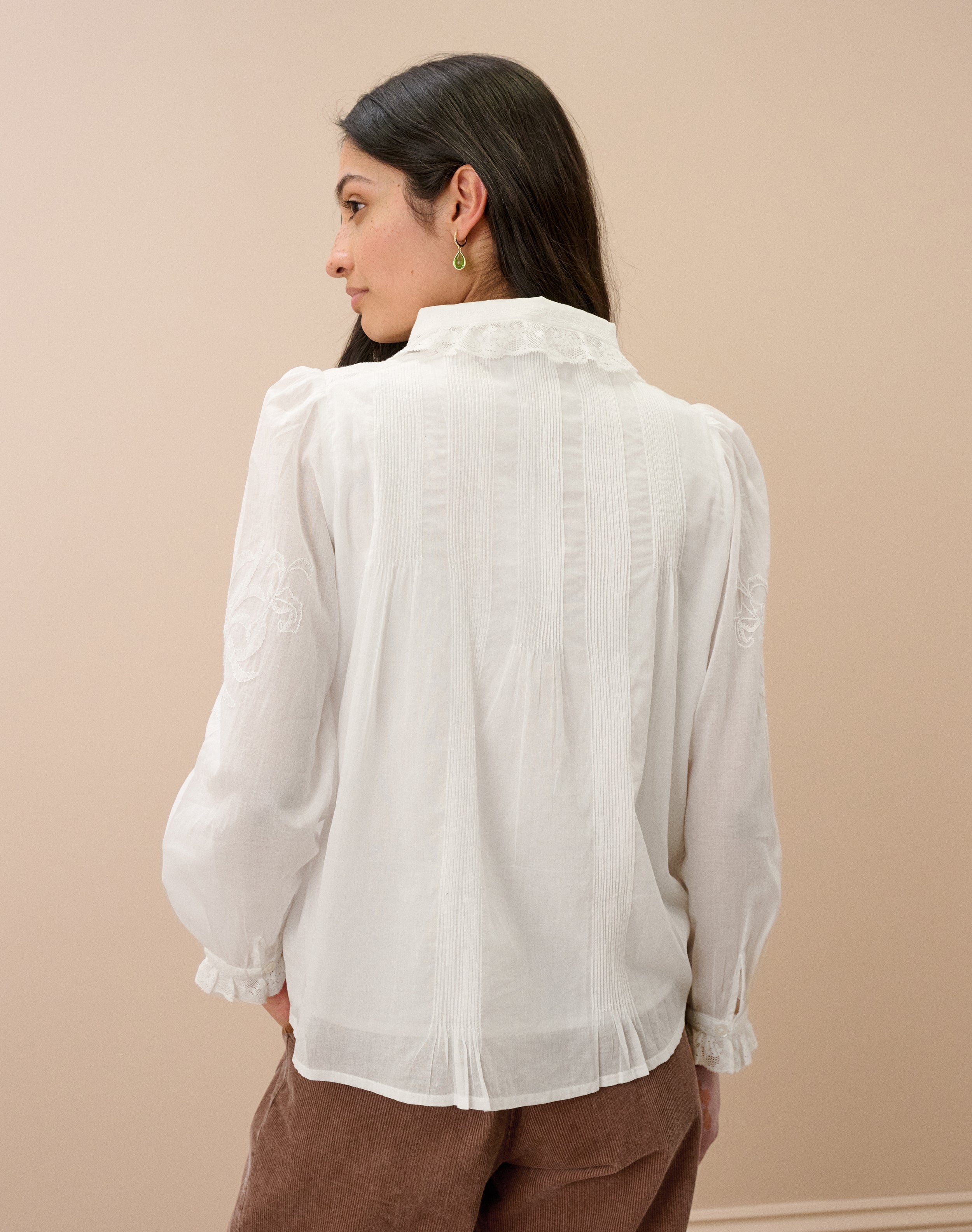 Organic Cotton Lace Trim Blouse