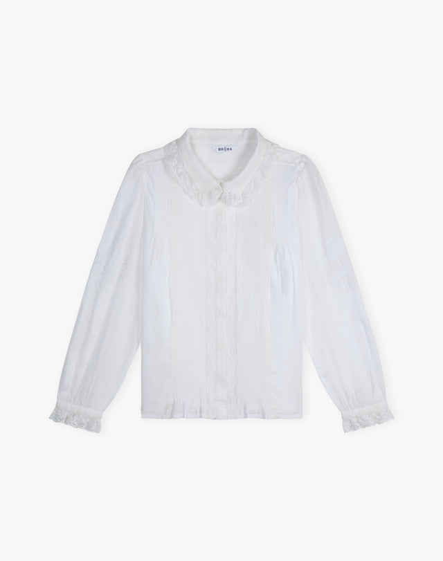 Organic Cotton Lace Trim Blouse