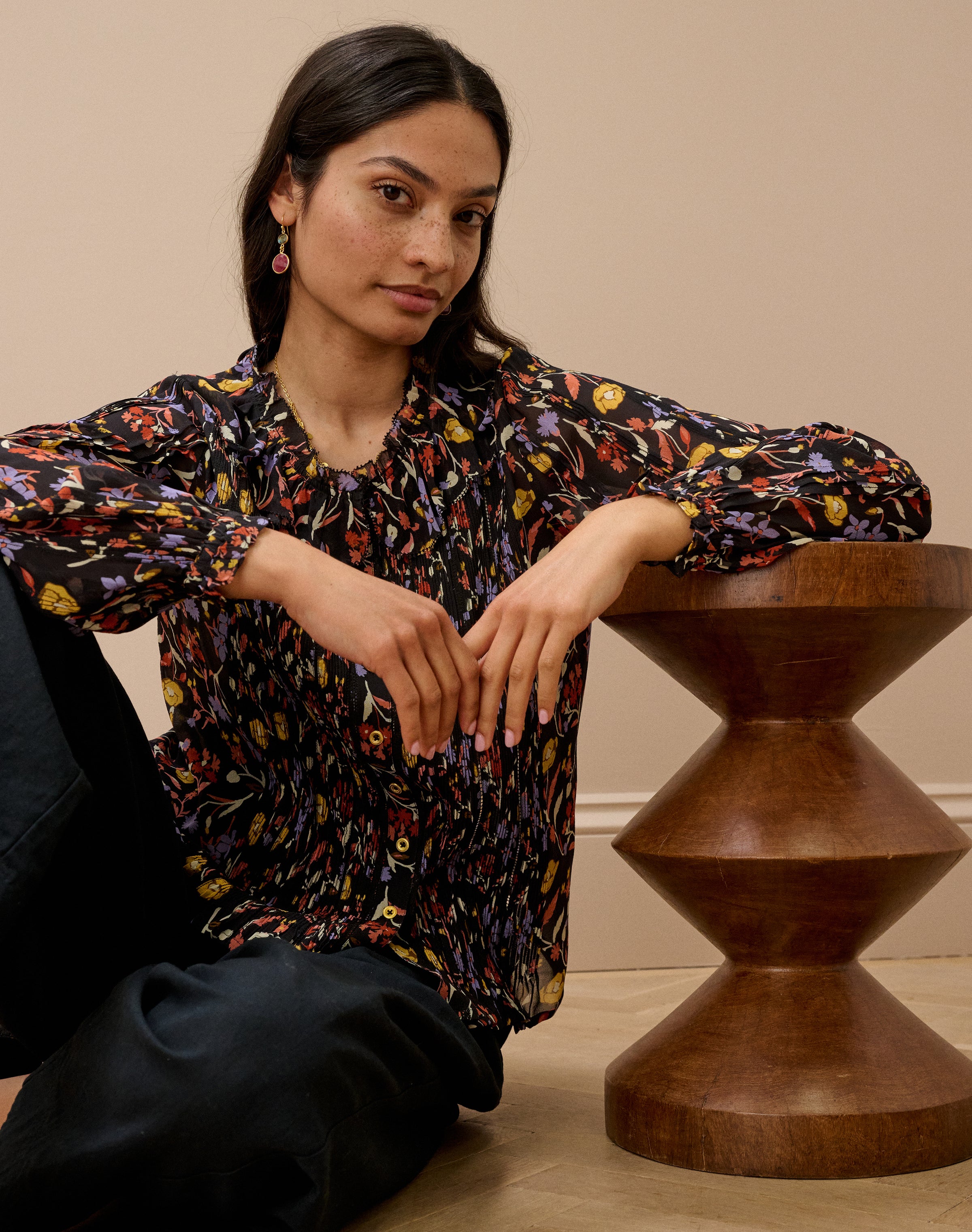 Silk Bouquet Print Blouse