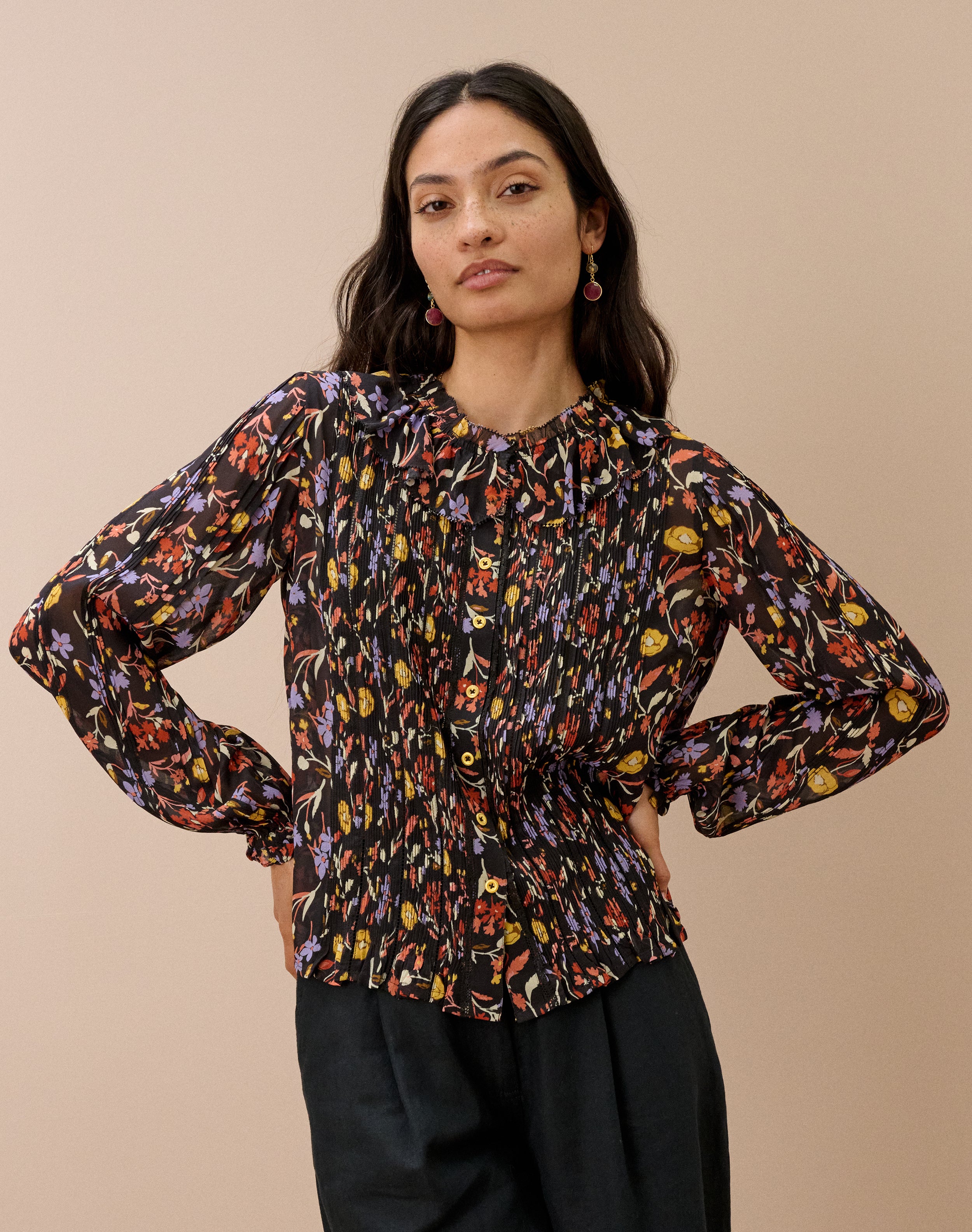 Silk Bouquet Print Blouse