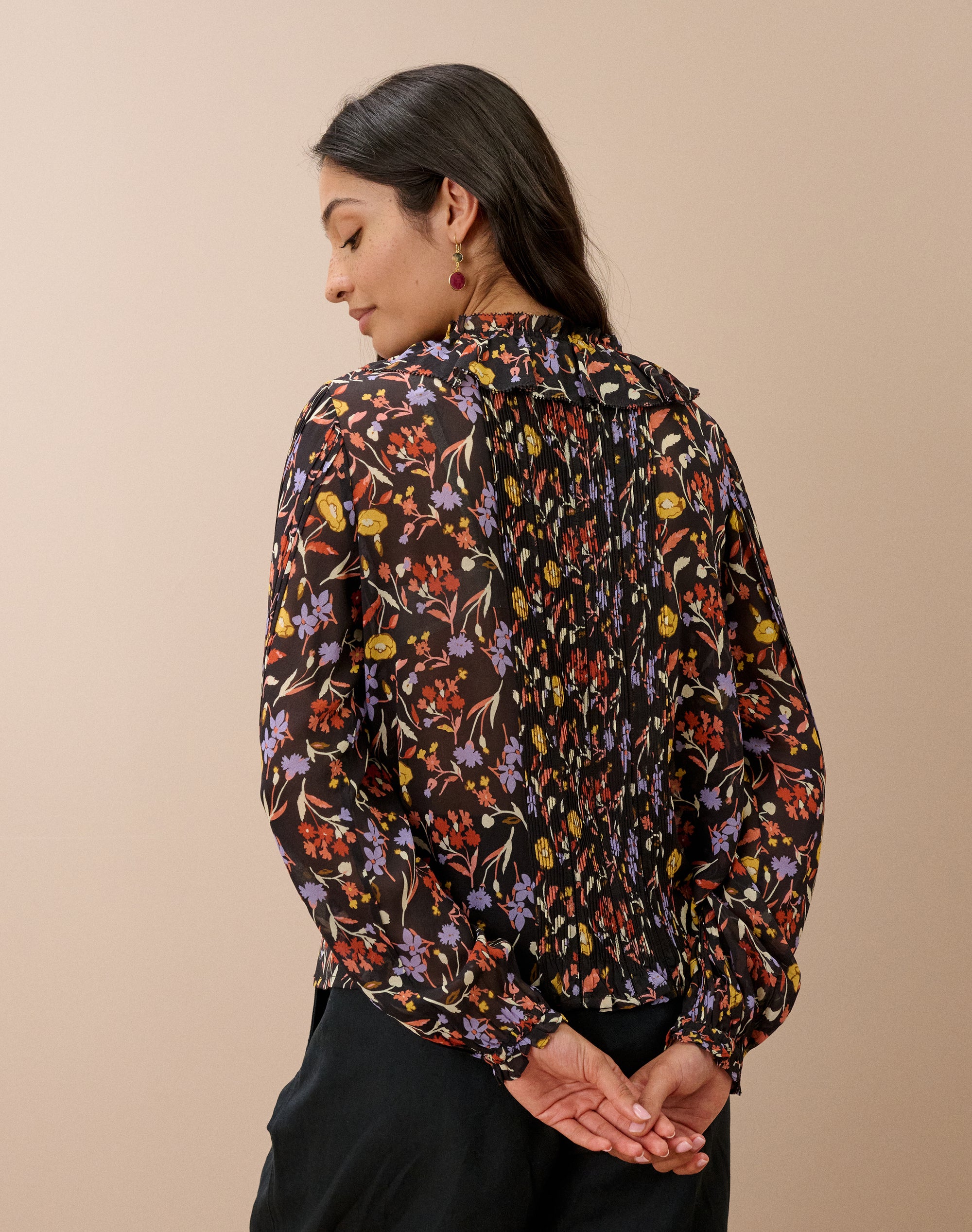 Silk Bouquet Print Blouse
