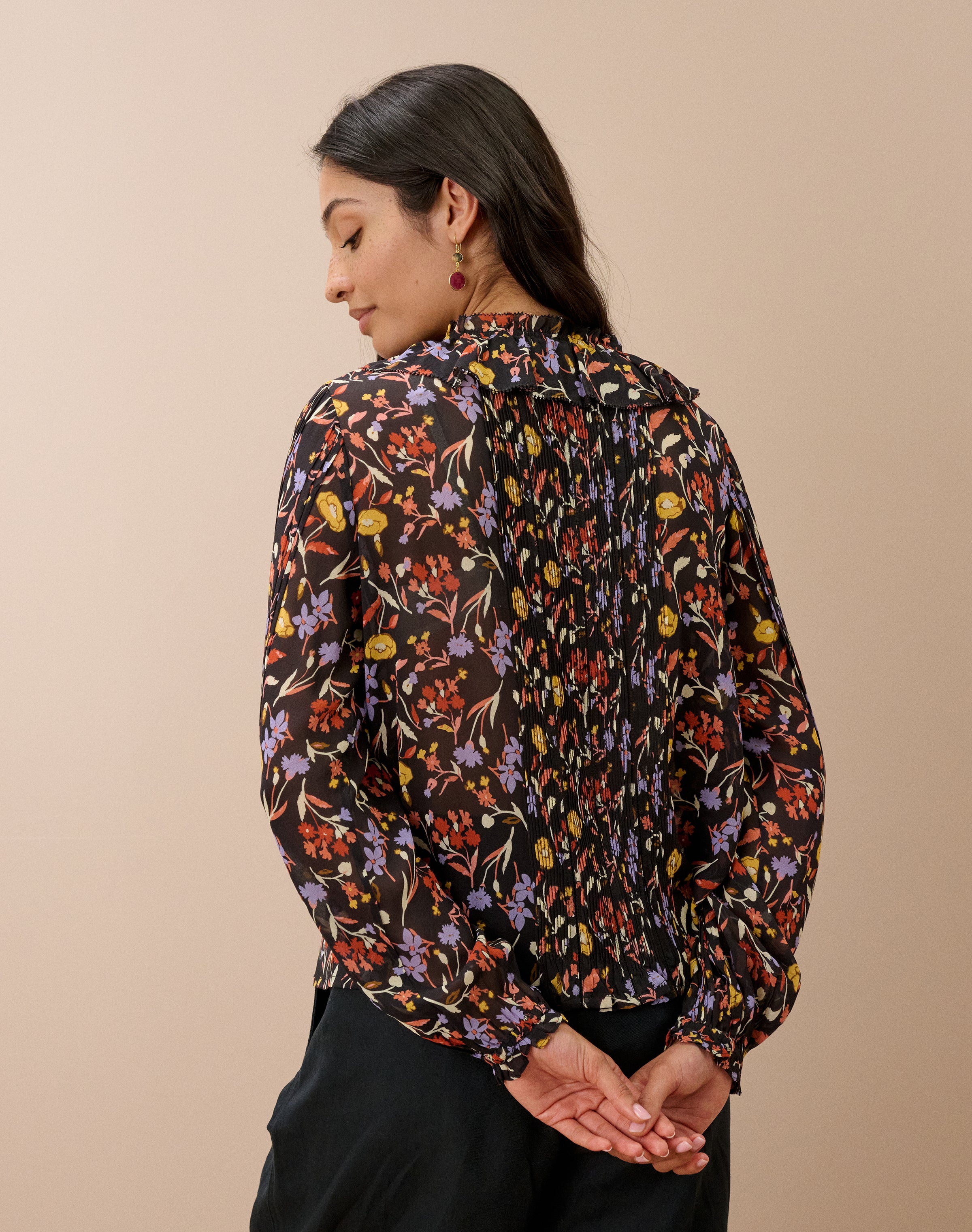 Silk Bouquet Print Blouse
