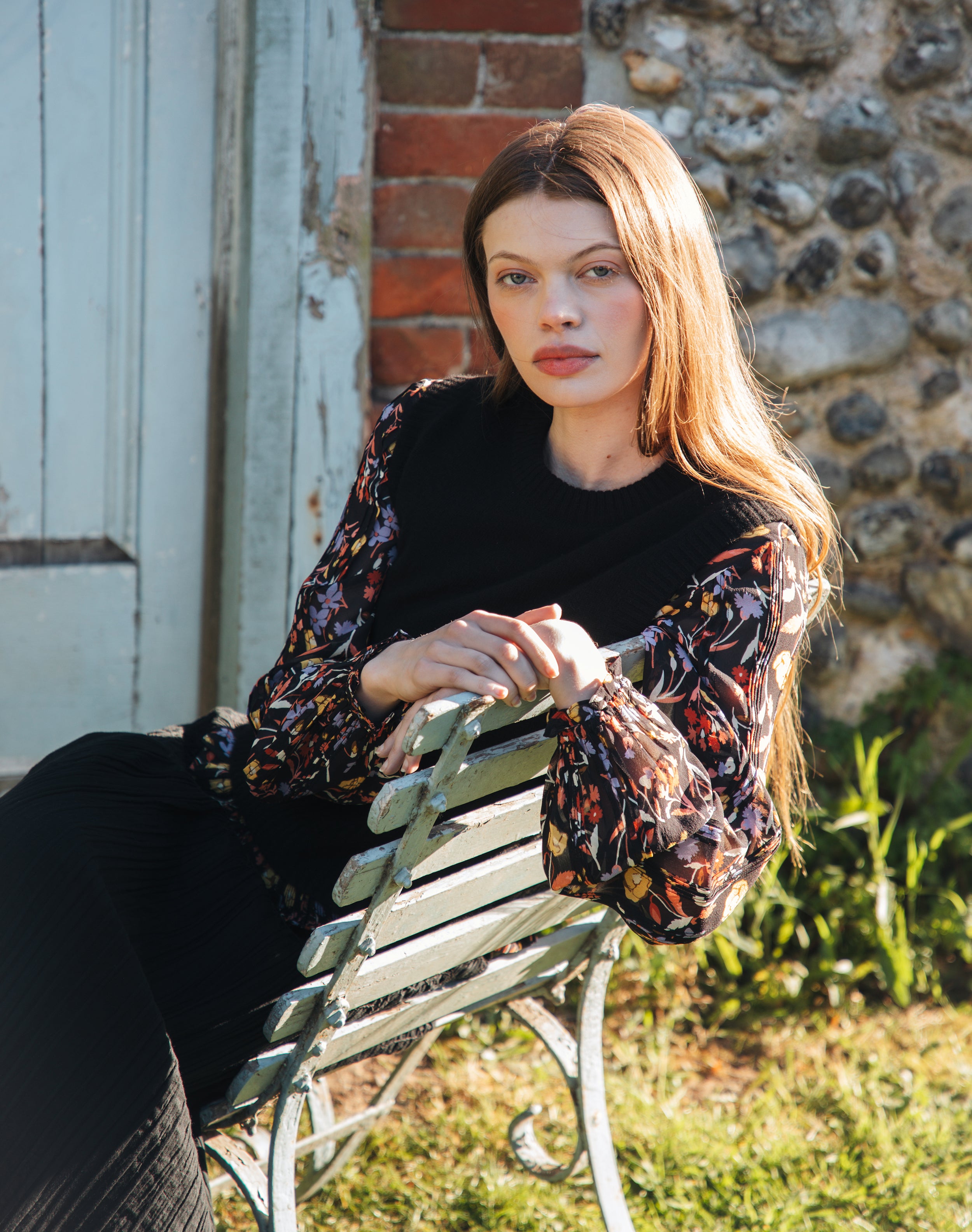 Silk Bouquet Print Blouse