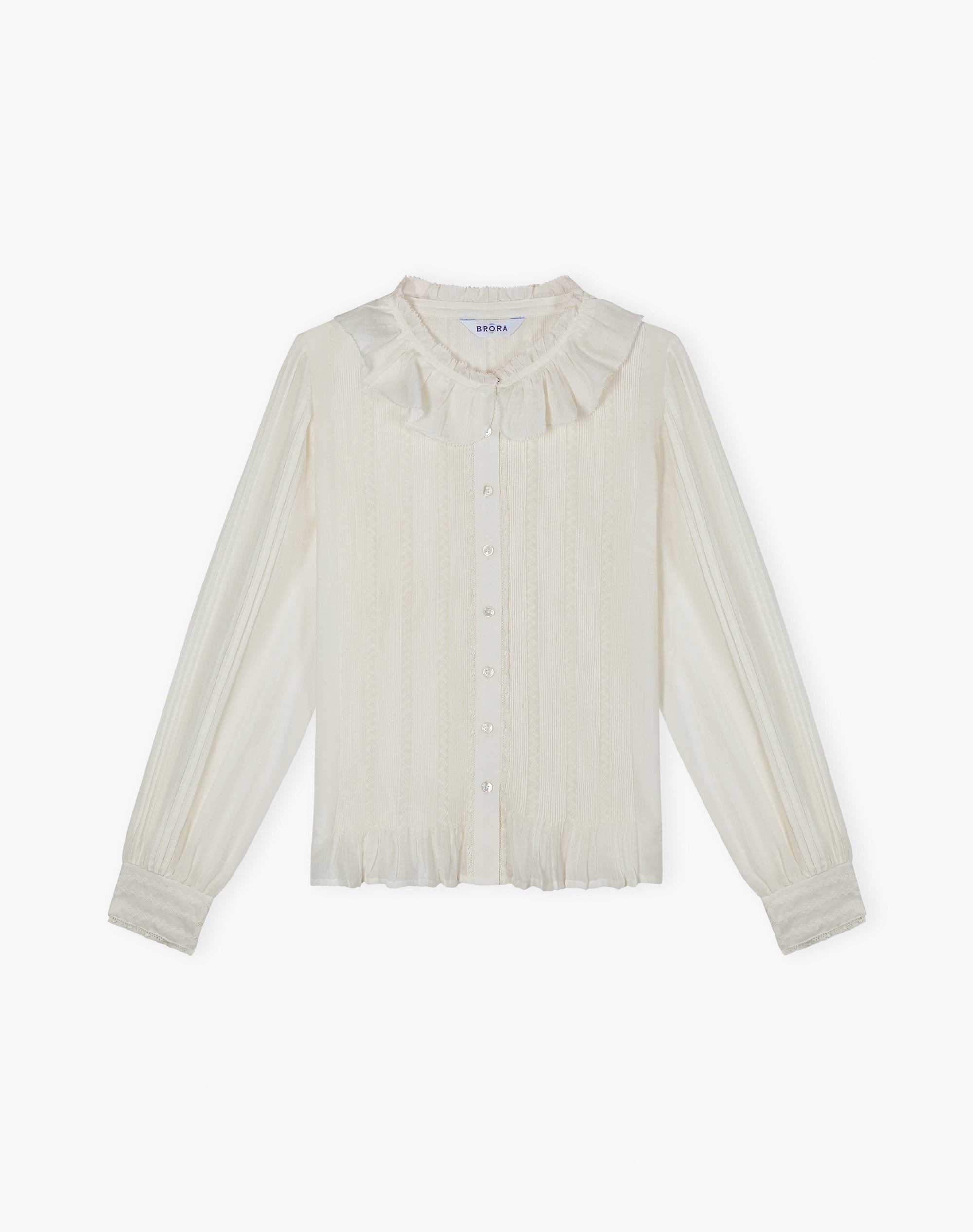 Silk Cotton Frill Collar Blouse