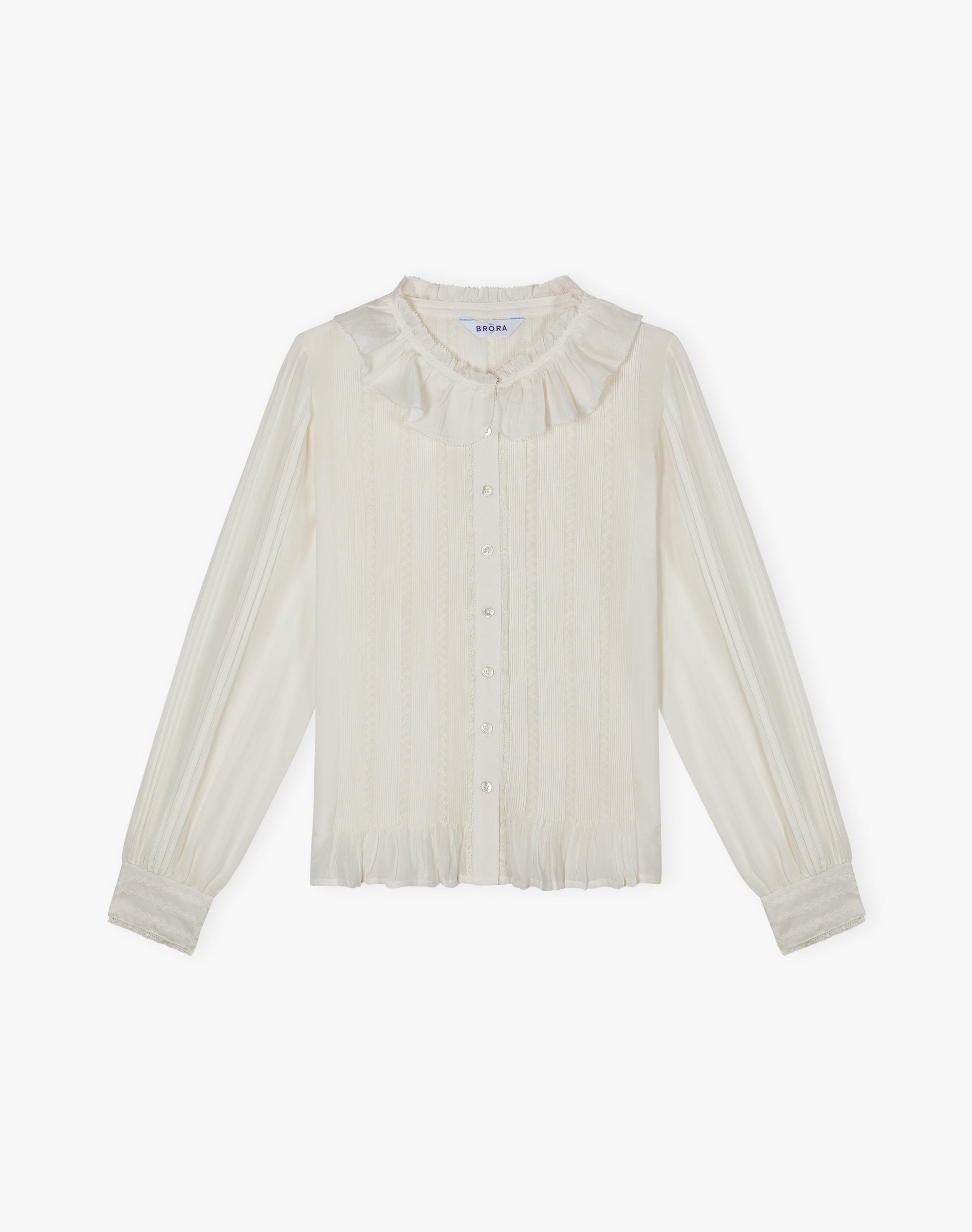 Silk Cotton Frill Collar Blouse