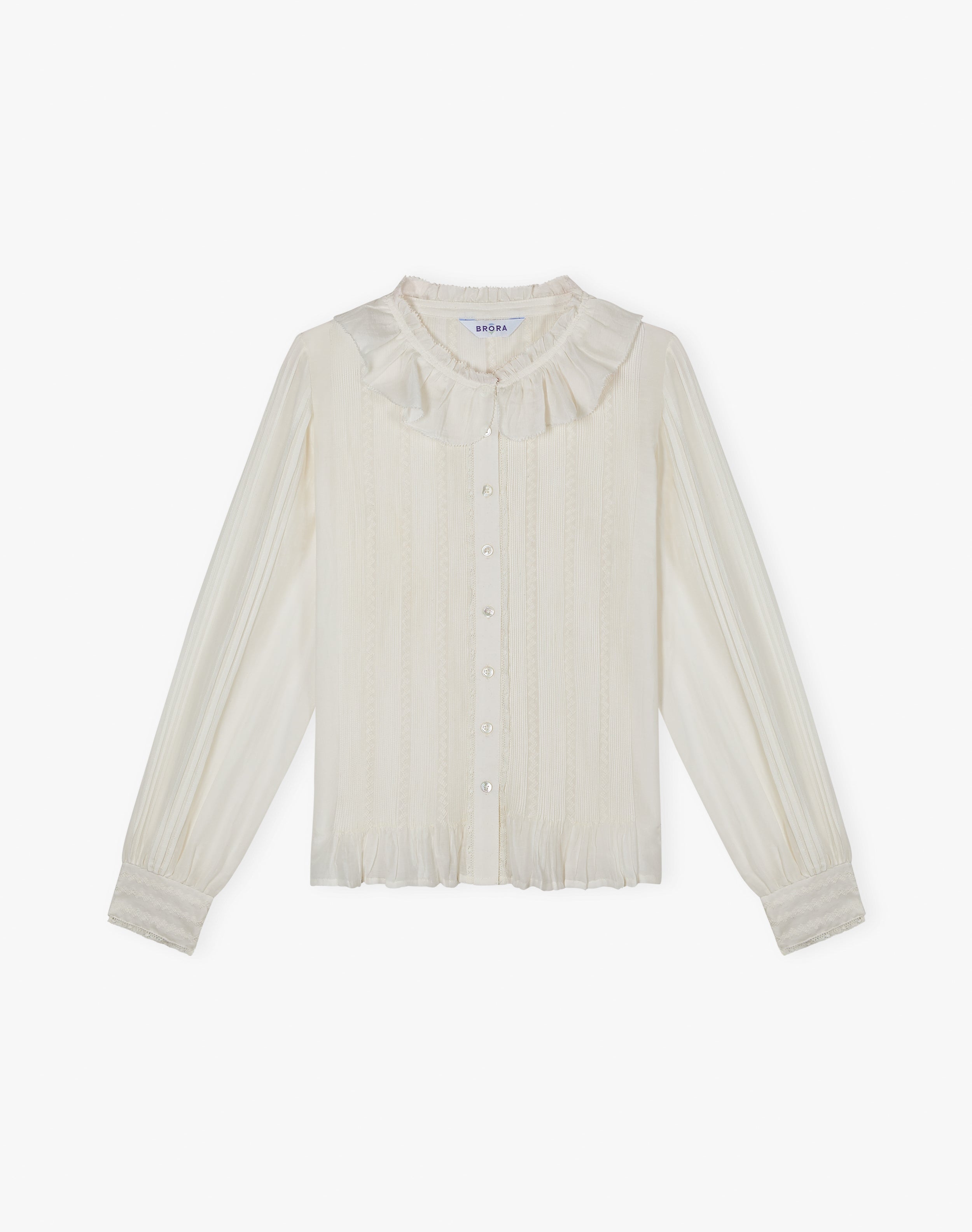 Silk Cotton Frill Collar Blouse