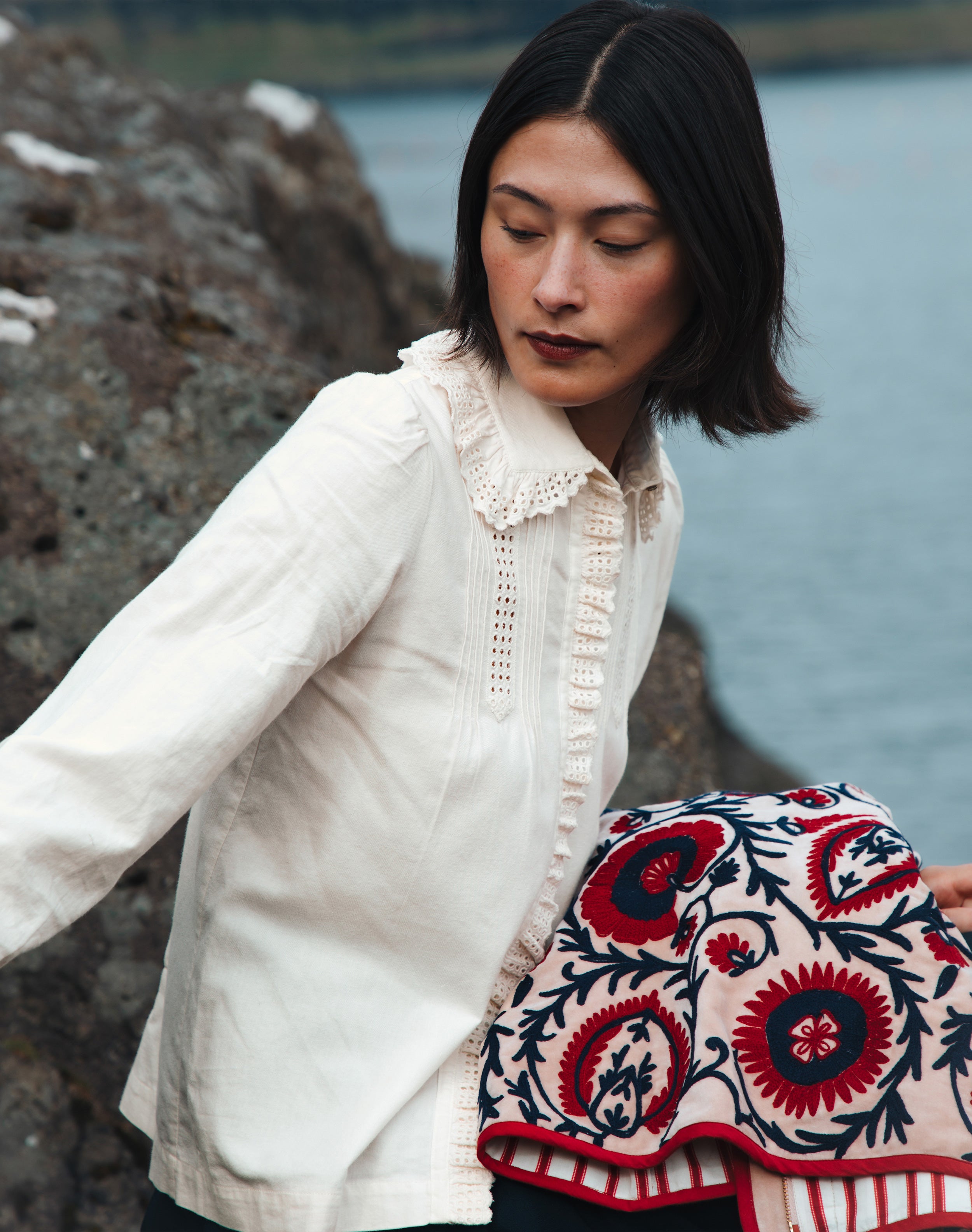 Brushed Cotton Broderie Anglaise Blouse