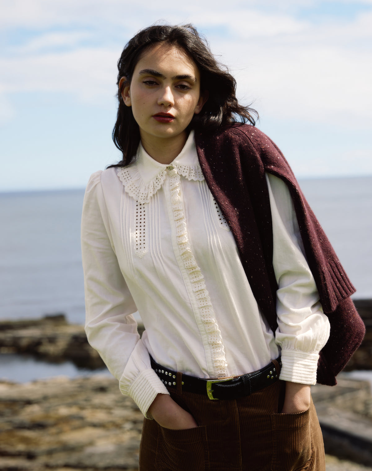Brushed Cotton Broderie Anglaise Blouse