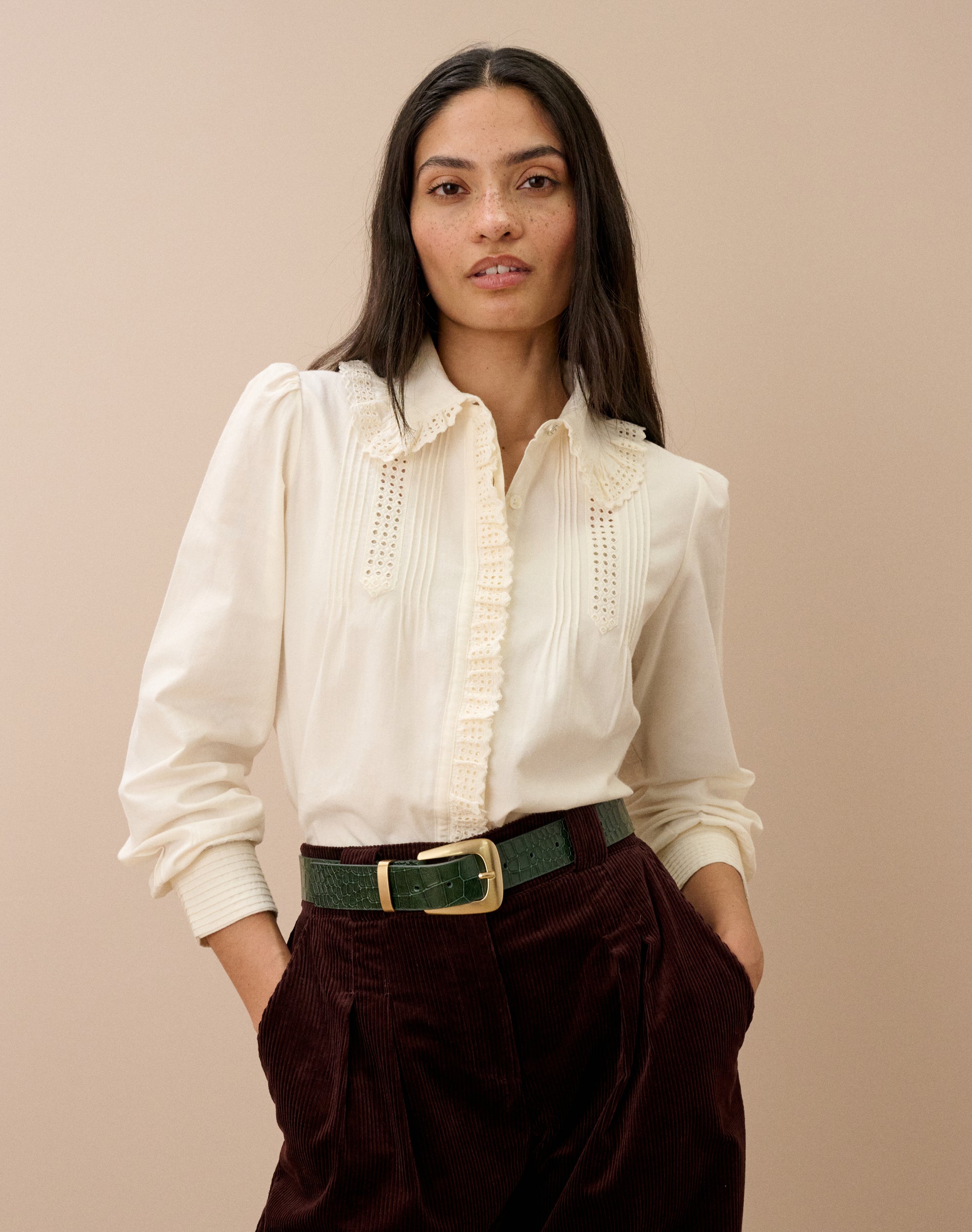 Brushed Cotton Broderie Anglaise Blouse