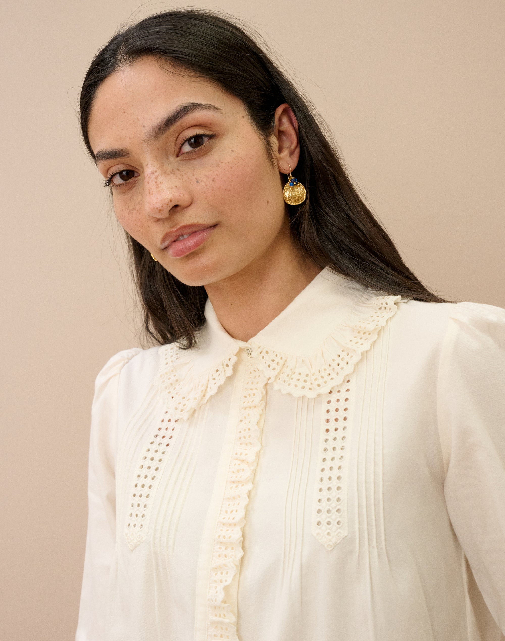 Brushed Cotton Broderie Anglaise Blouse
