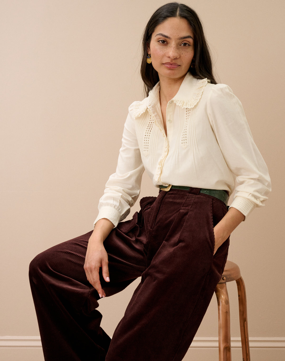 Brushed Cotton Broderie Anglaise Blouse