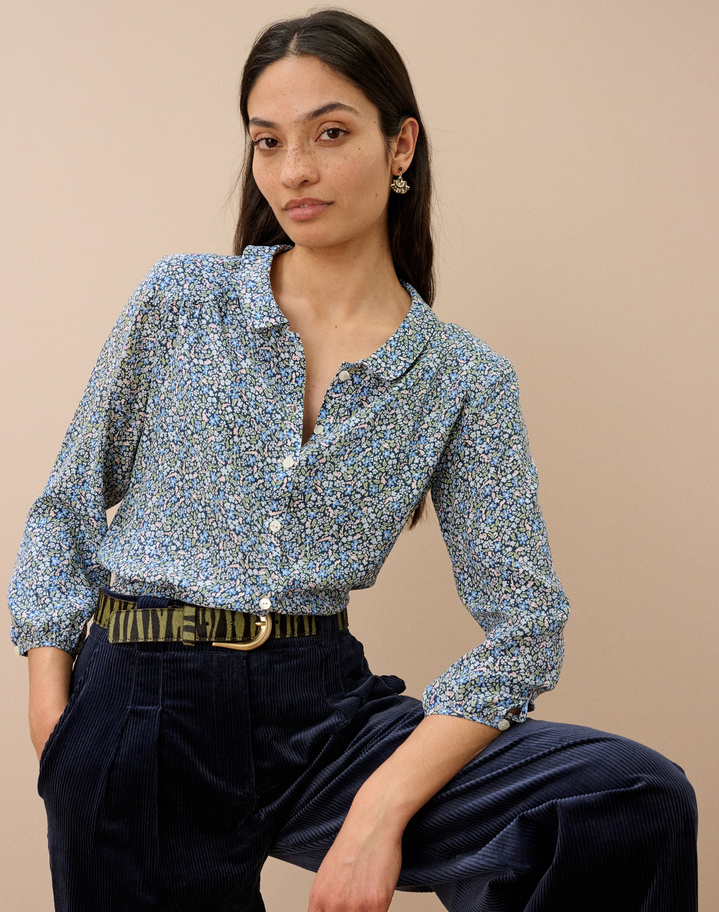 Liberty Print Silk Peter Pan Blouse