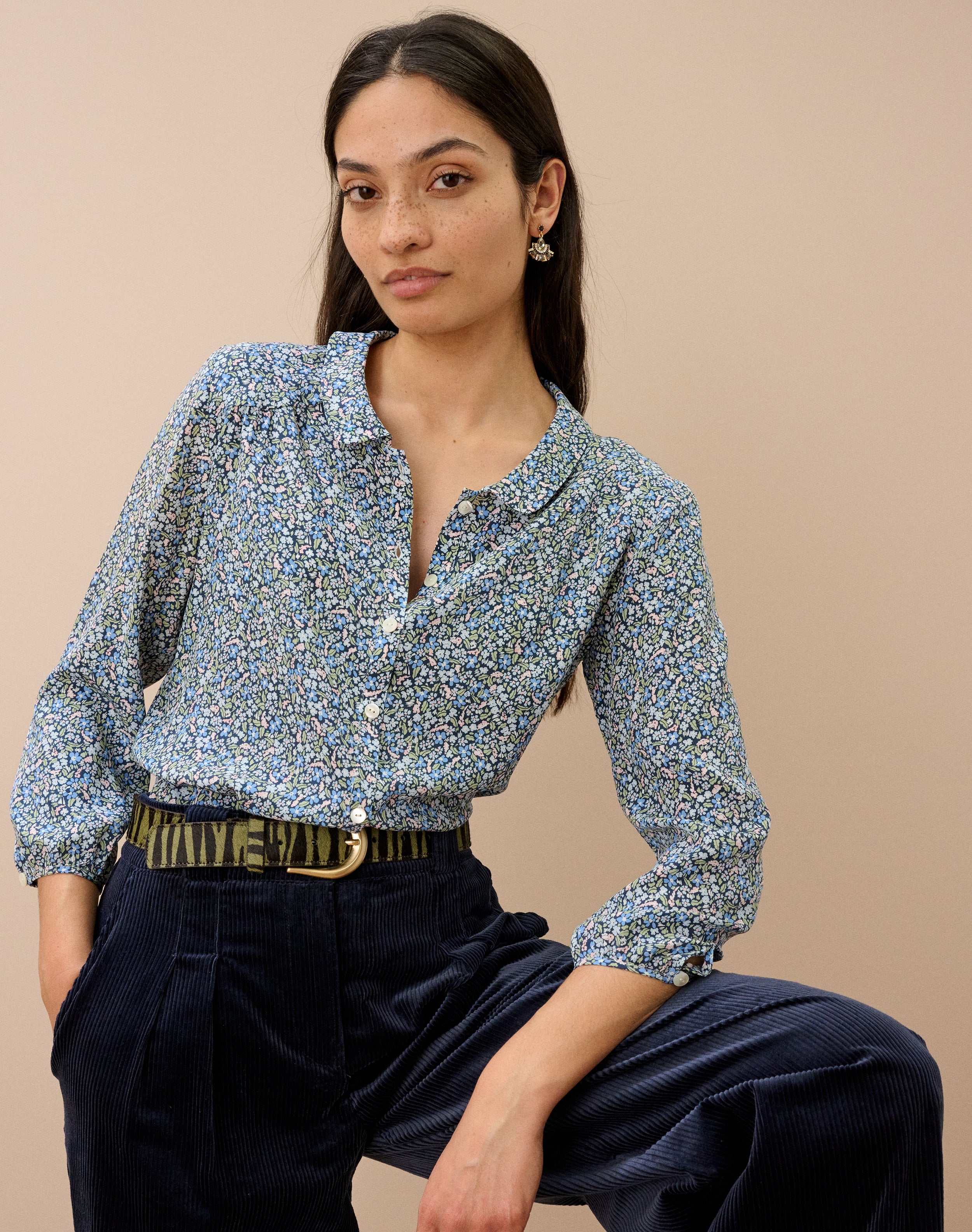 Liberty Print Silk Peter Pan Blouse