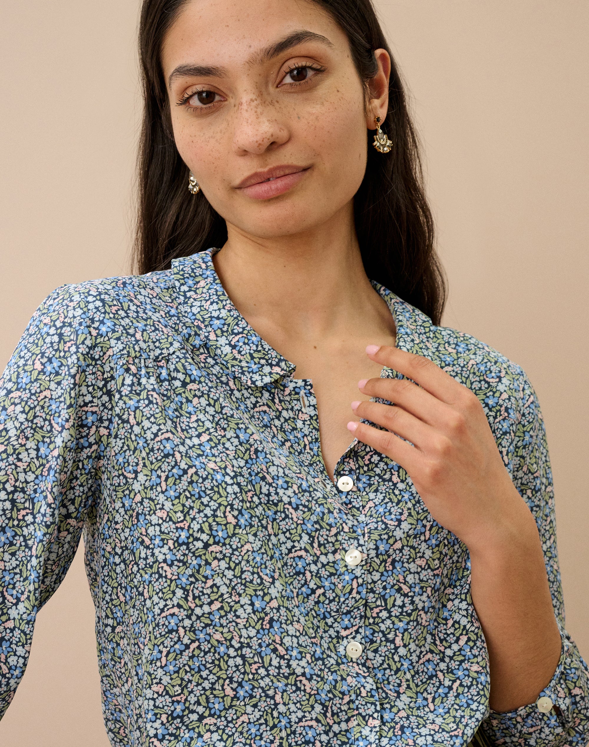Liberty Print Silk Peter Pan Blouse