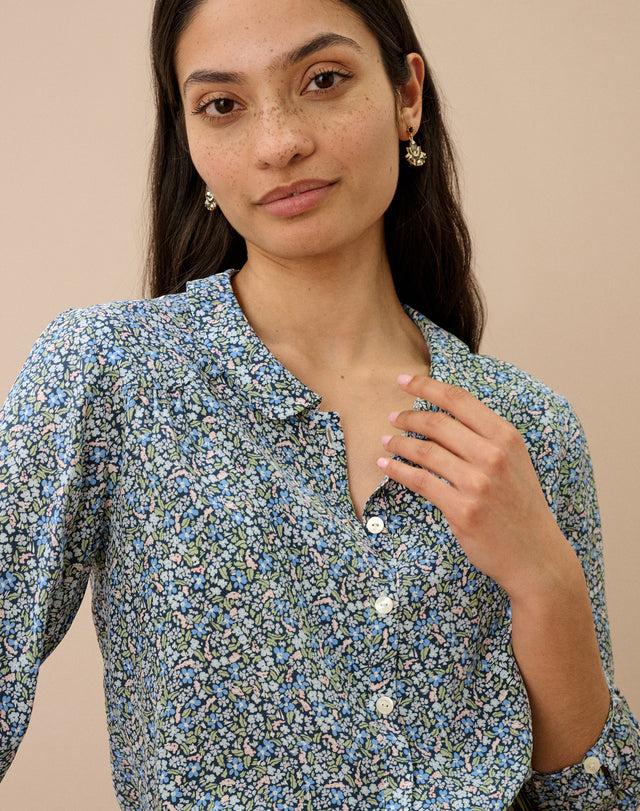 Liberty Print Silk Peter Pan Blouse
