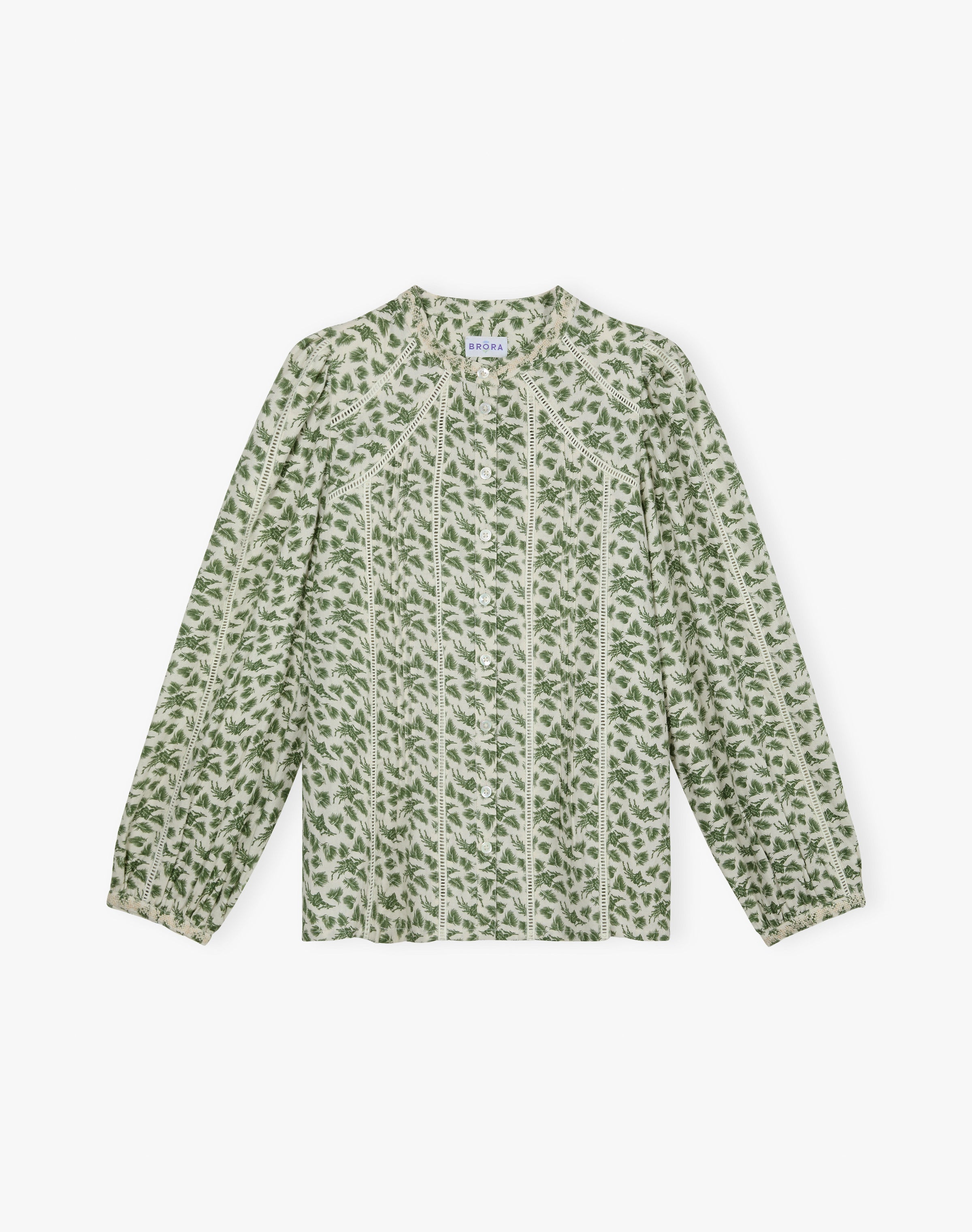 Brushed Cotton Feather Print Blouse