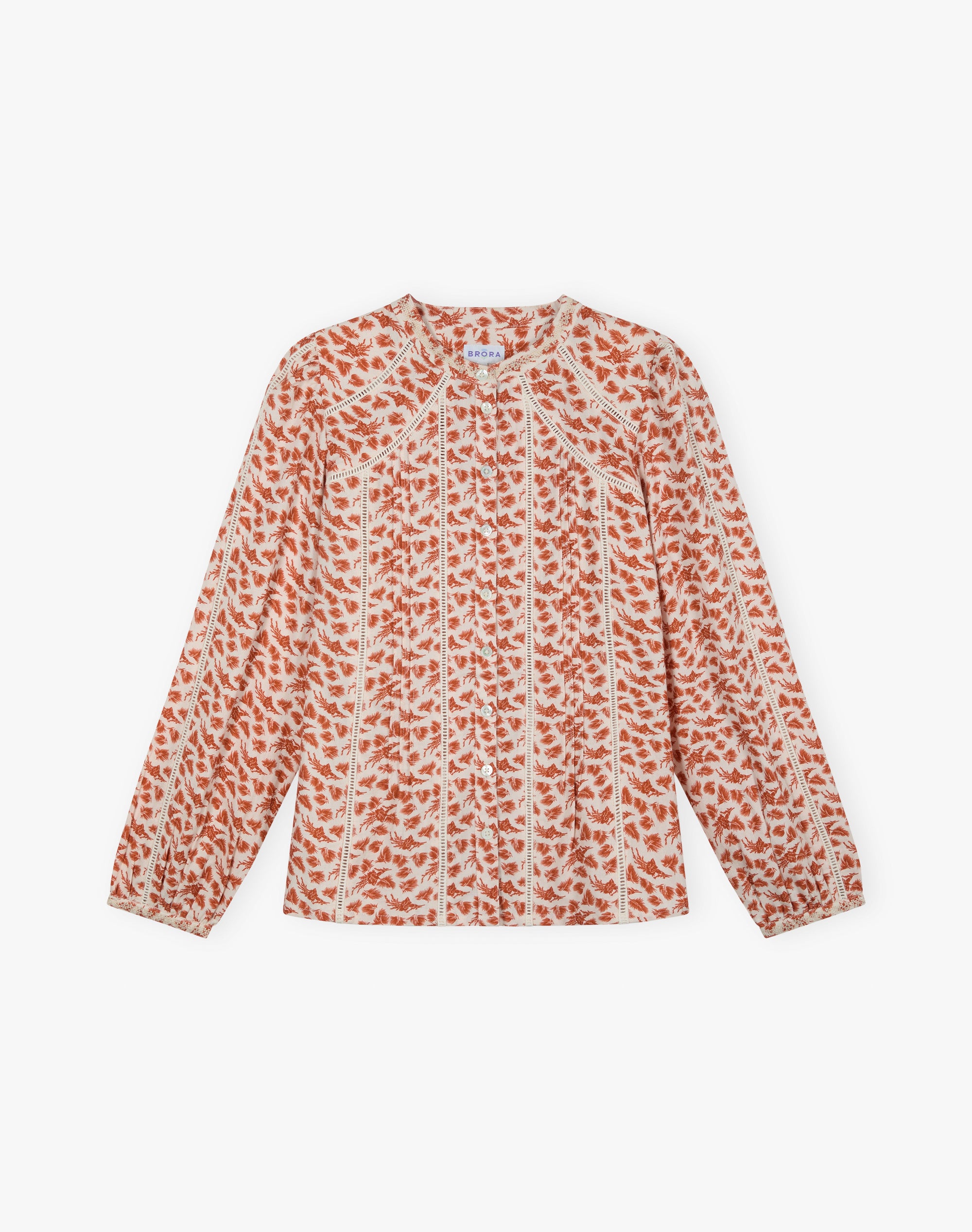 Brushed Cotton Feather Print Blouse
