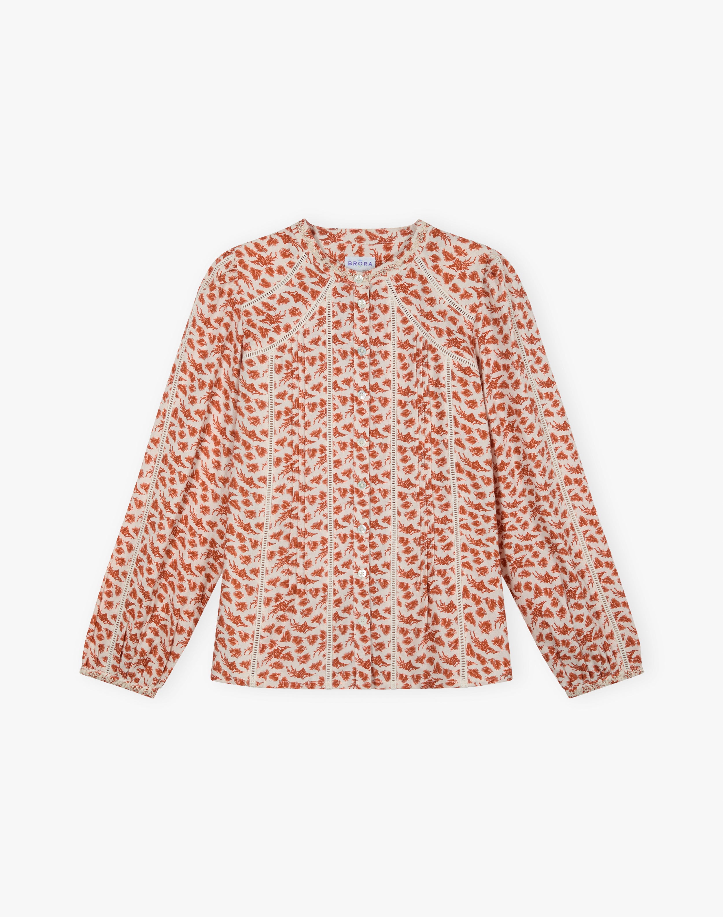 Brushed Cotton Feather Print Blouse