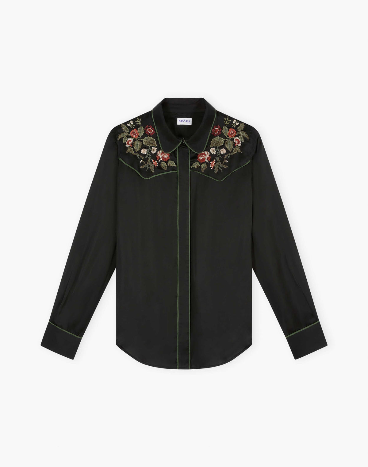 Embroidered Satin Shirt