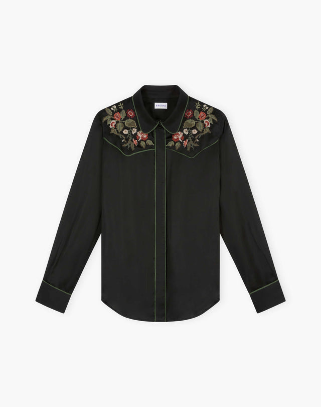 Embroidered Satin Shirt