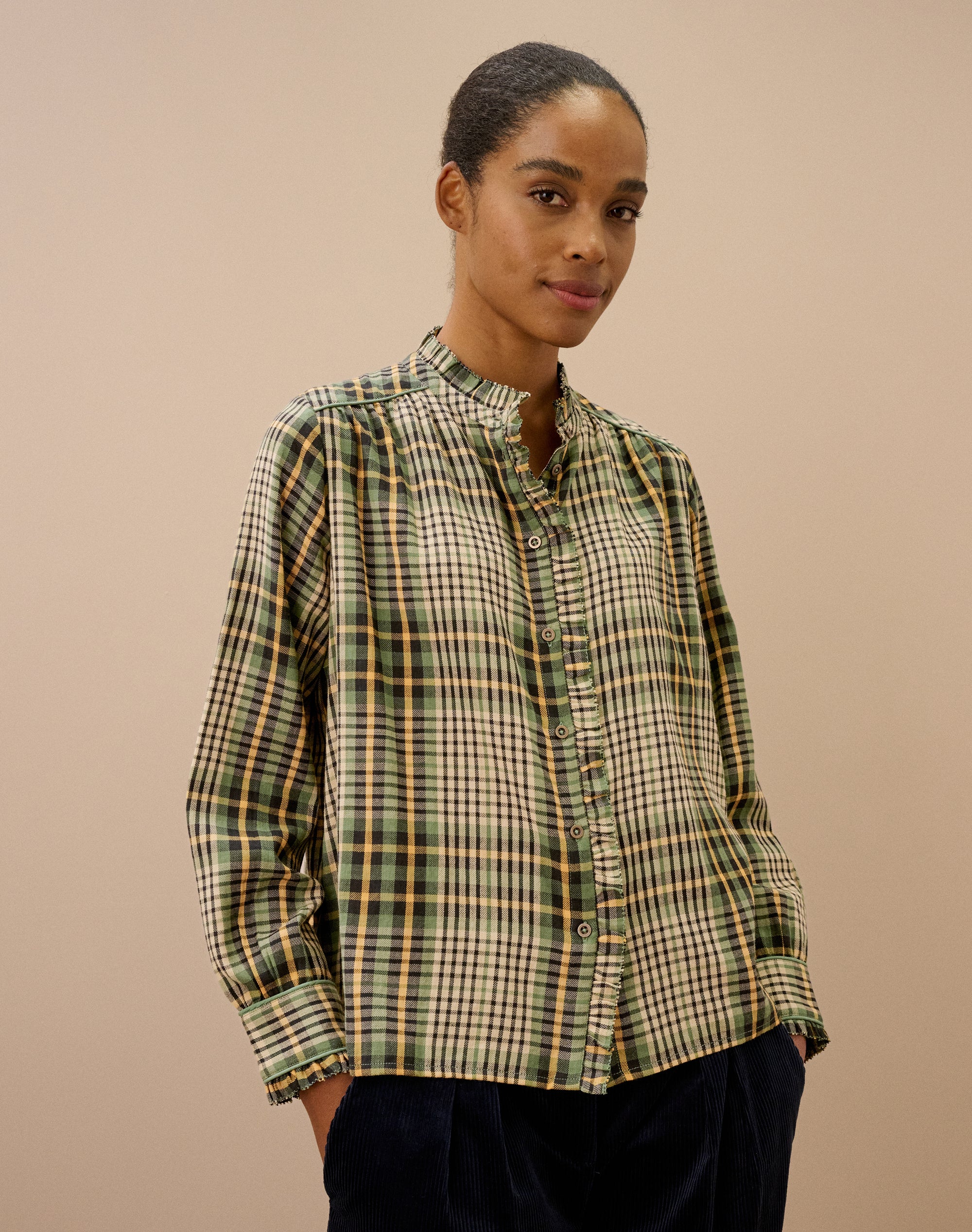 Brushed Cotton Check Pie Crust Shirt