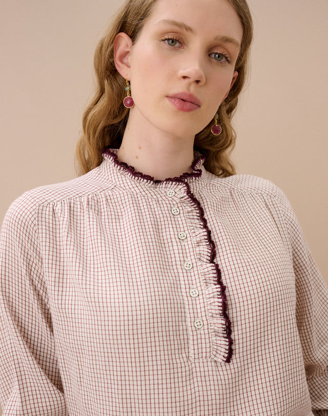 Brushed Cotton Mini Check Blouse