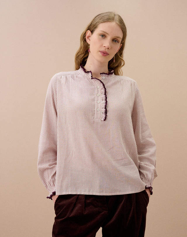 Brushed Cotton Mini Check Blouse