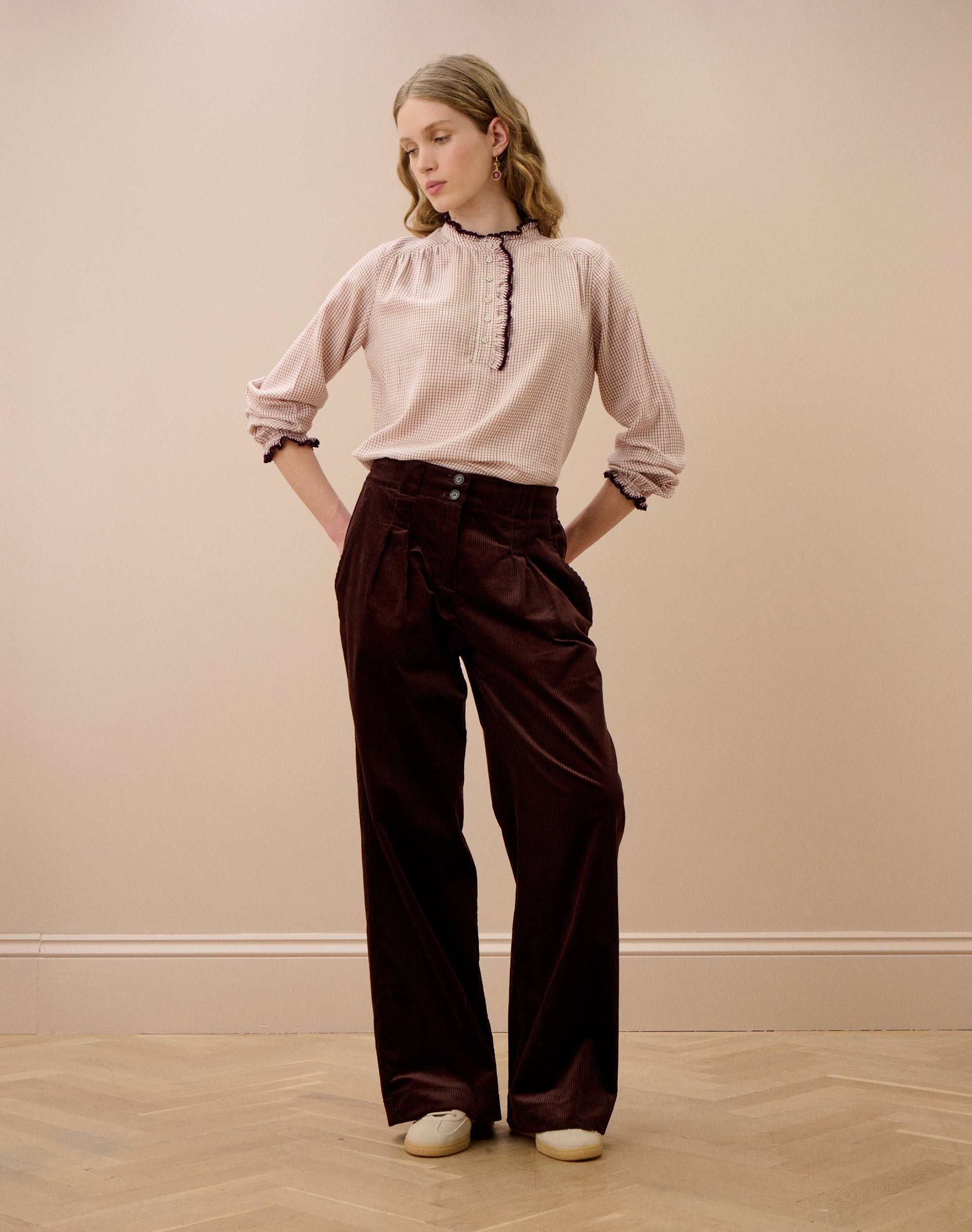 Brushed Cotton Mini Check Blouse