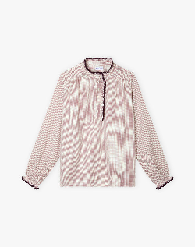 Brushed Cotton Mini Check Blouse