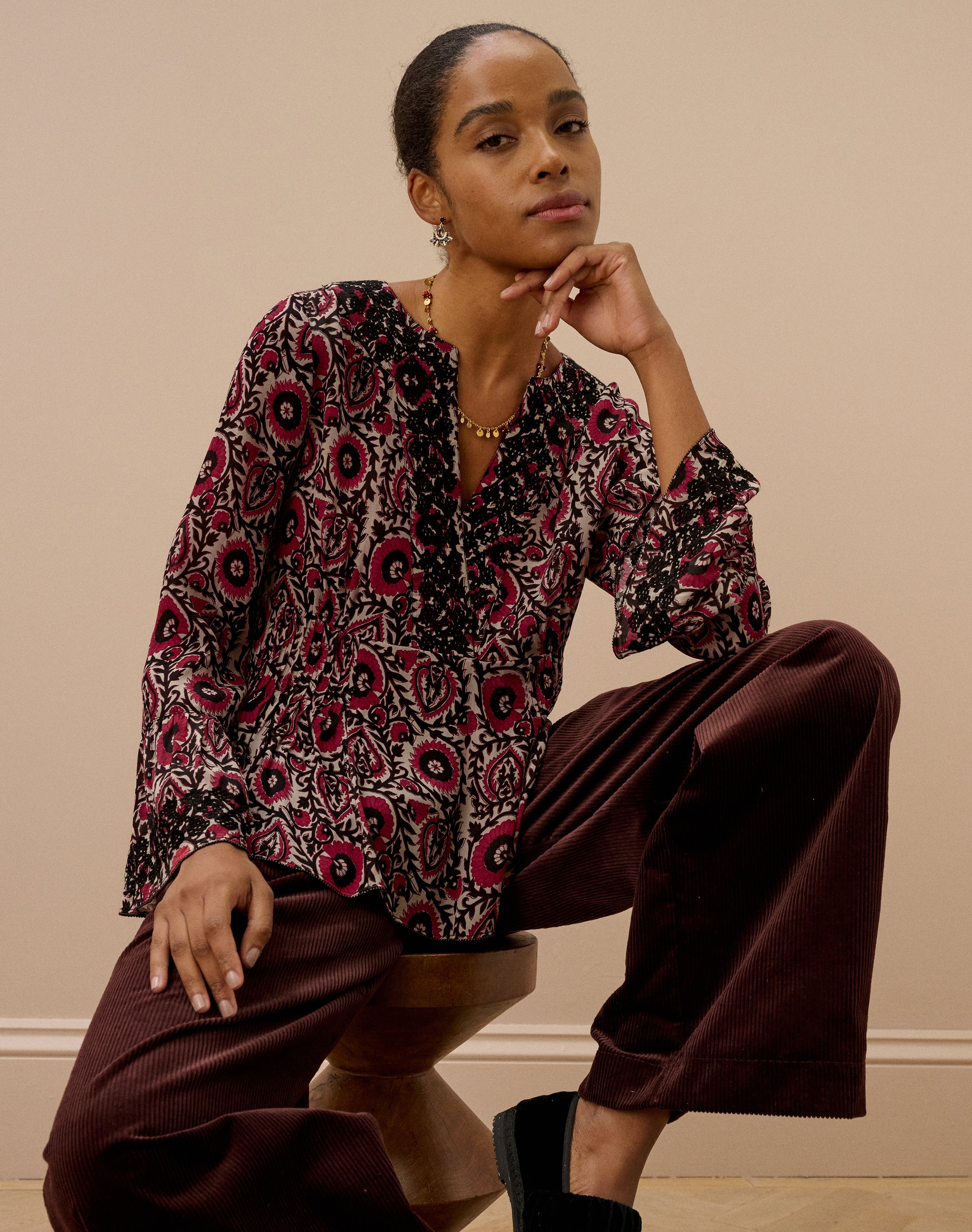 Block Print Embroidered Blouse