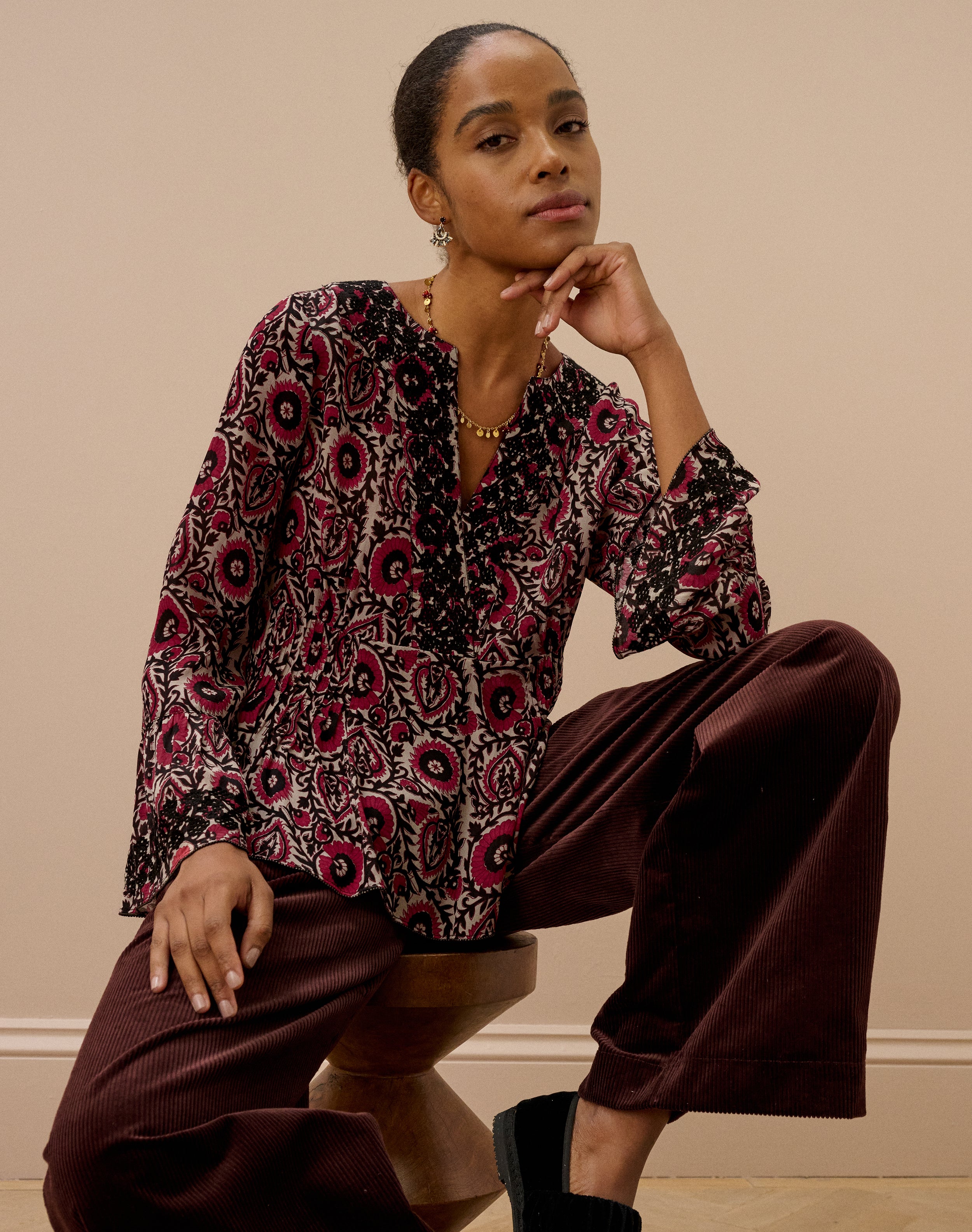 Block Print Embroidered Blouse
