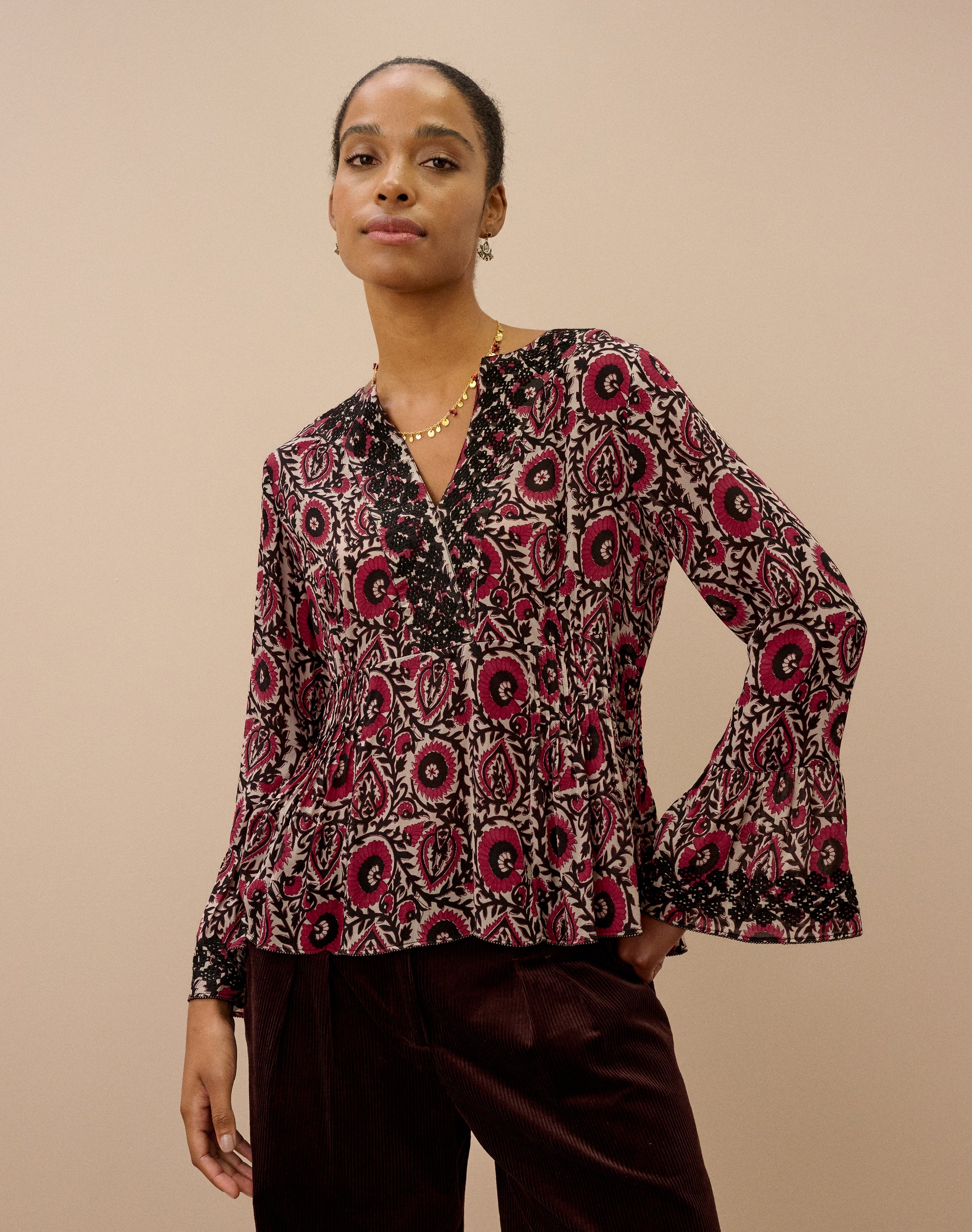 Block Print Embroidered Blouse