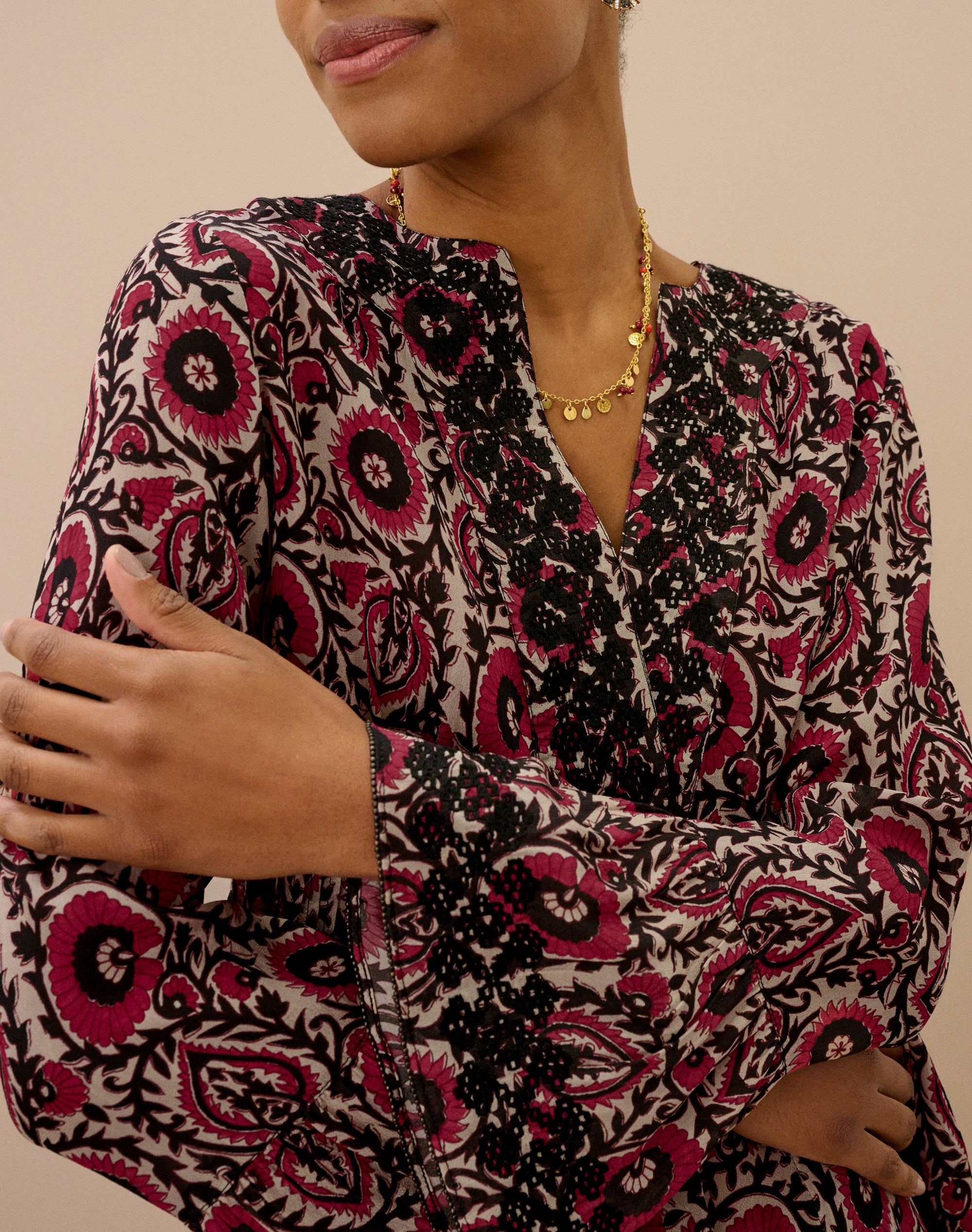 Block Print Embroidered Blouse