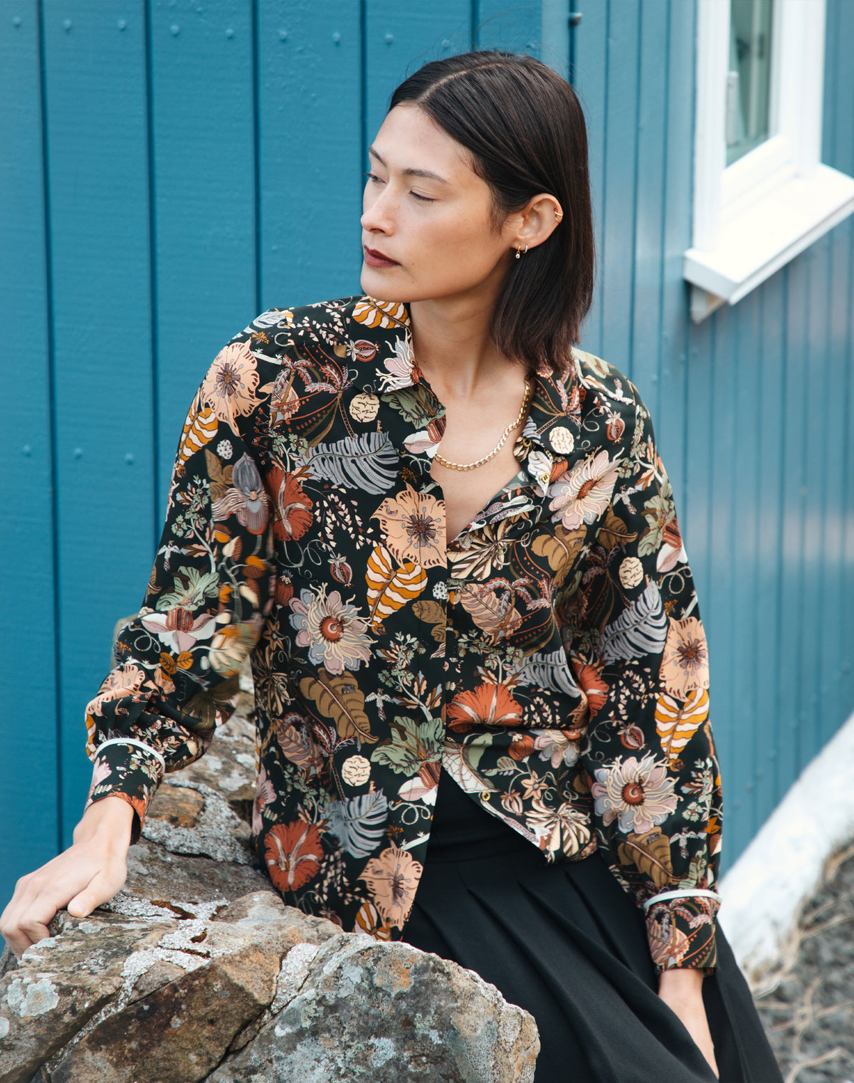 Liberty Print Silk Crepe De Chine Shirt