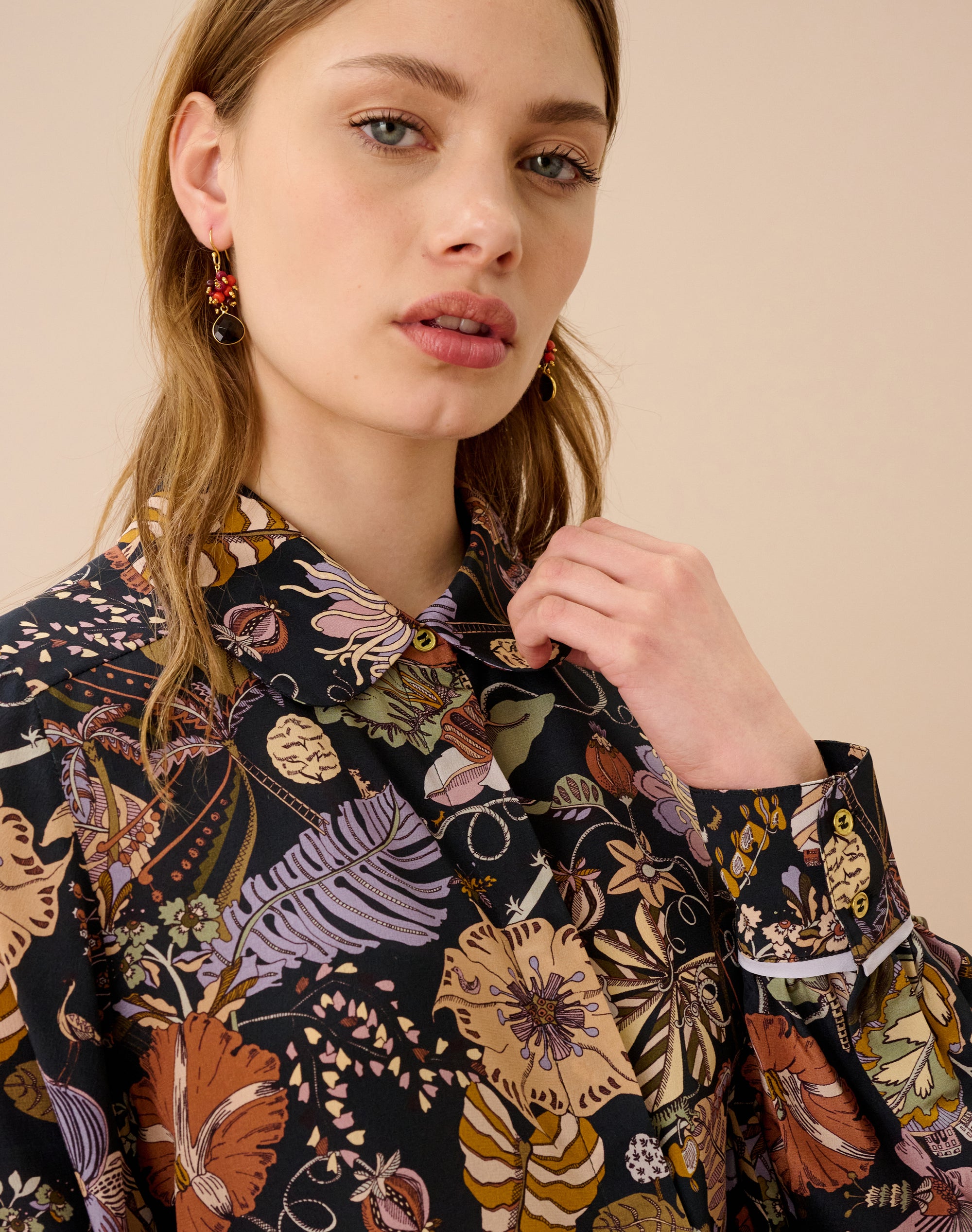 Liberty Print Silk Crepe De Chine Shirt