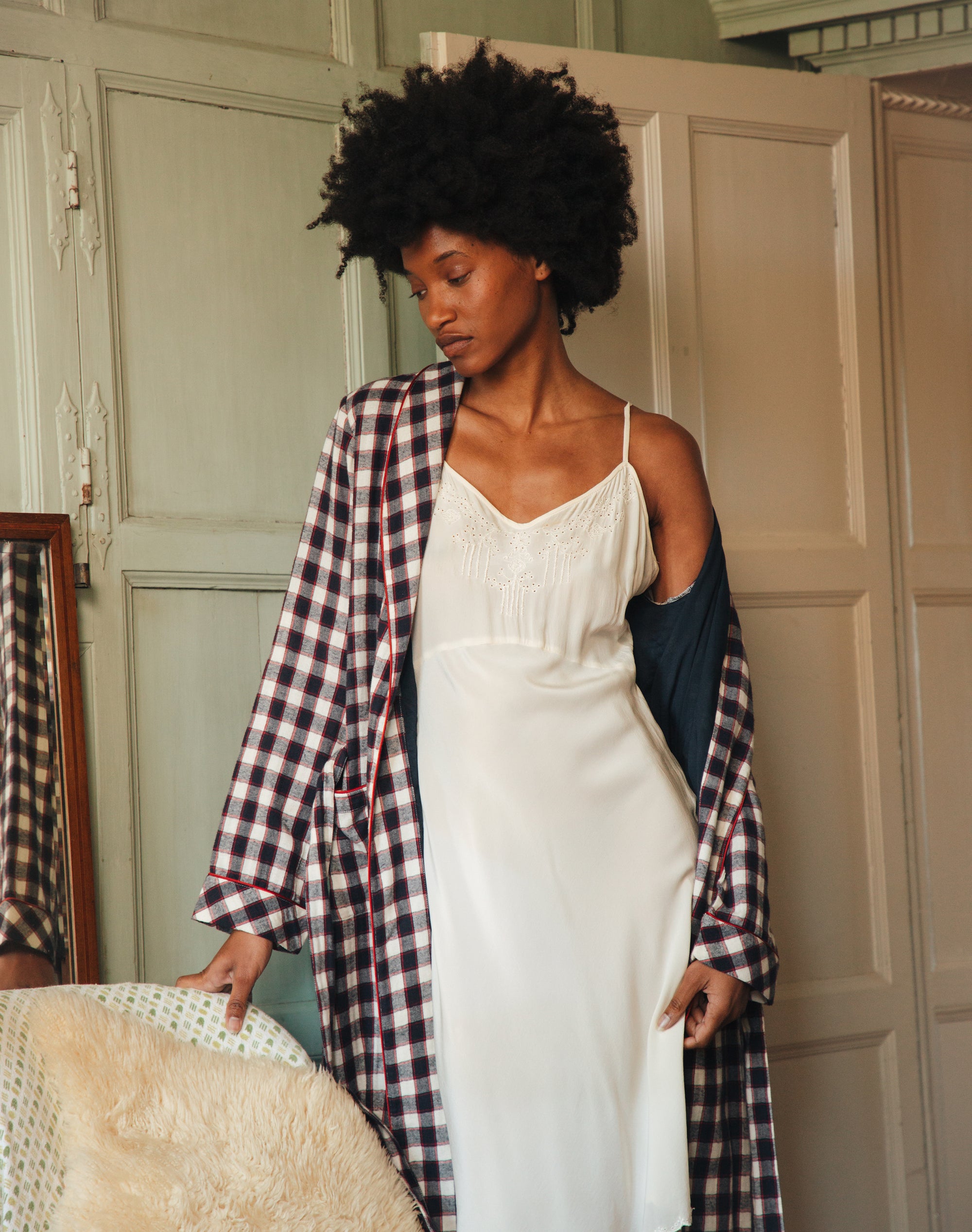 Embroidered Silk Slip