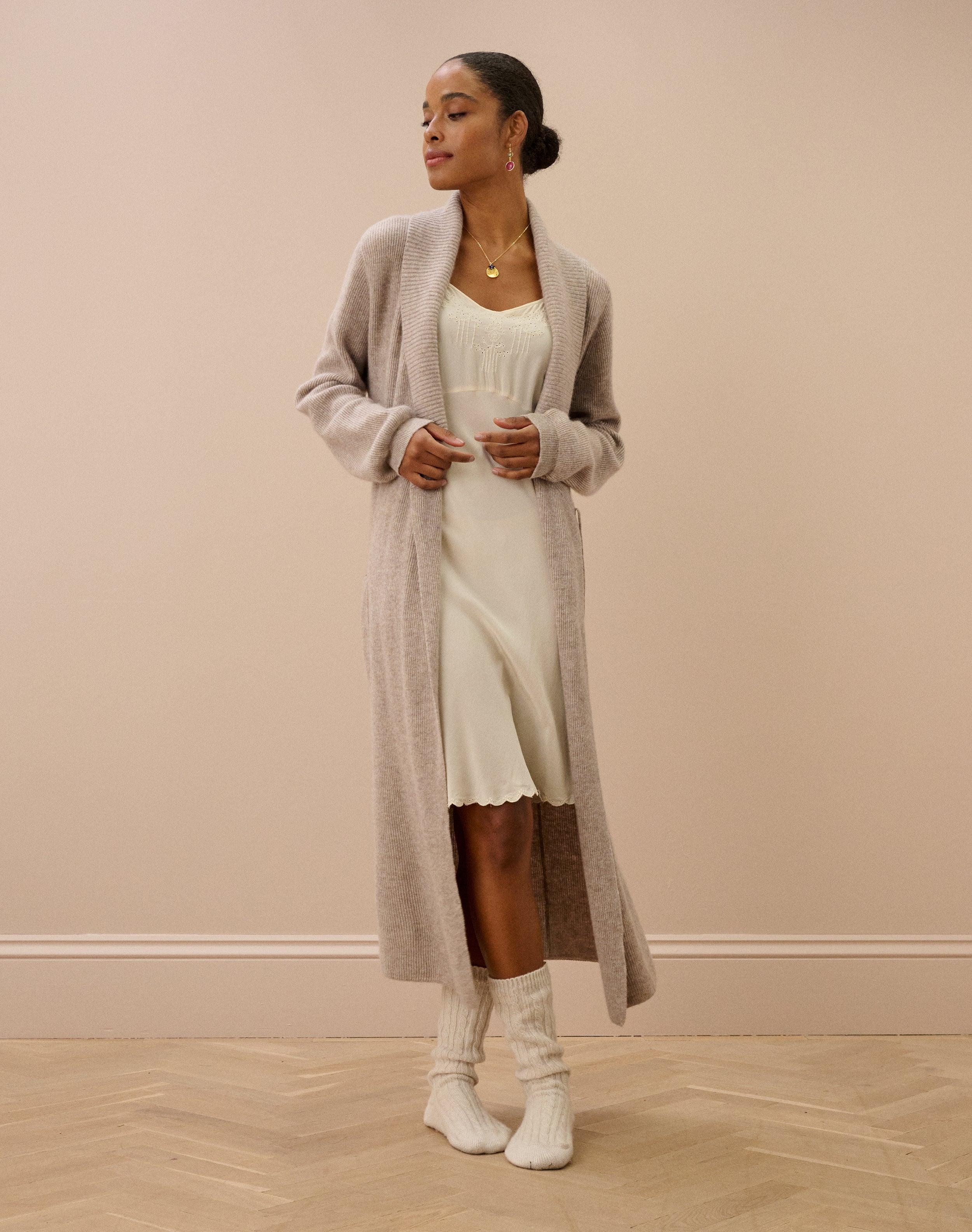 Embroidered Silk Slip