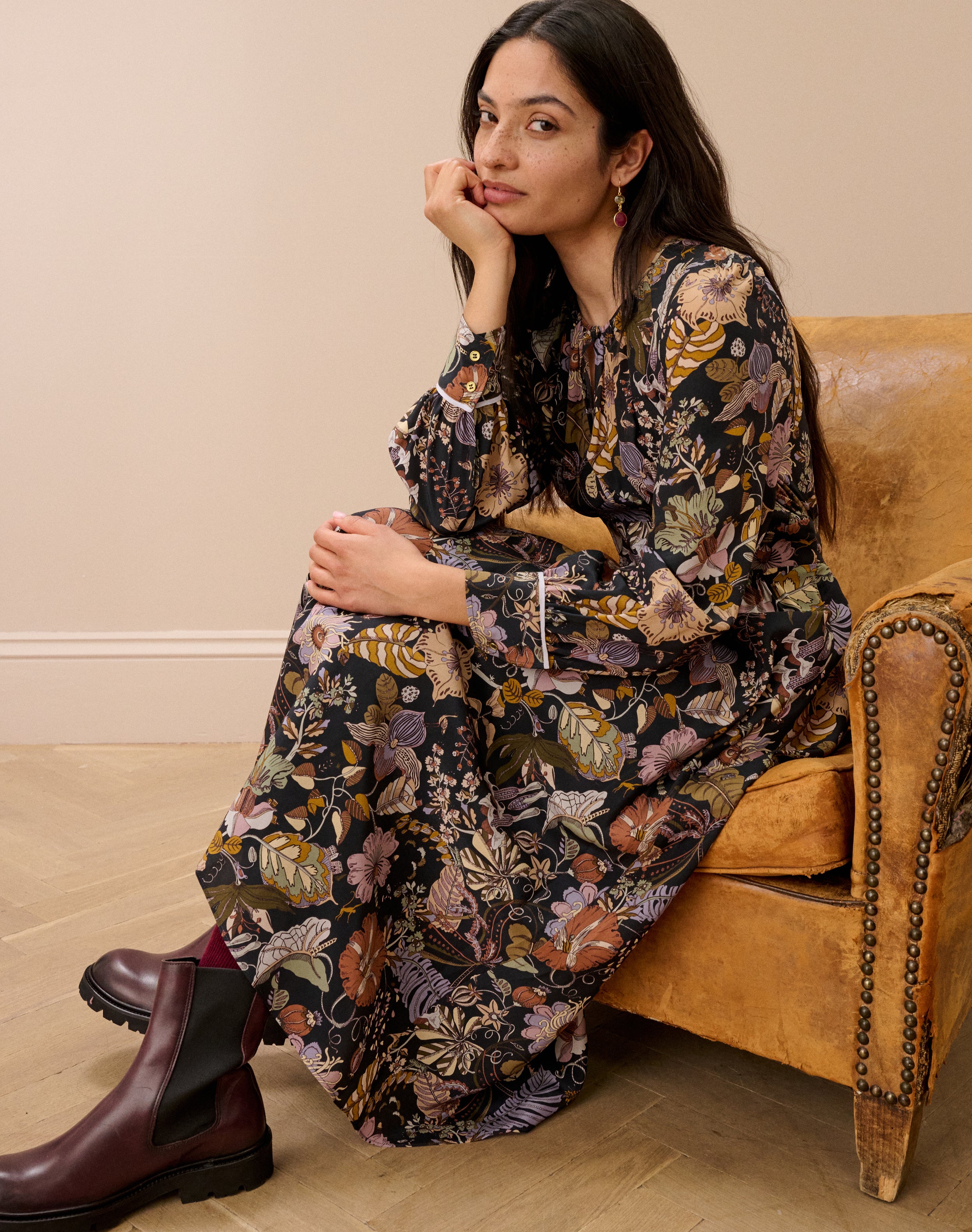Liberty Print Silk Crepe De Chine Dress
